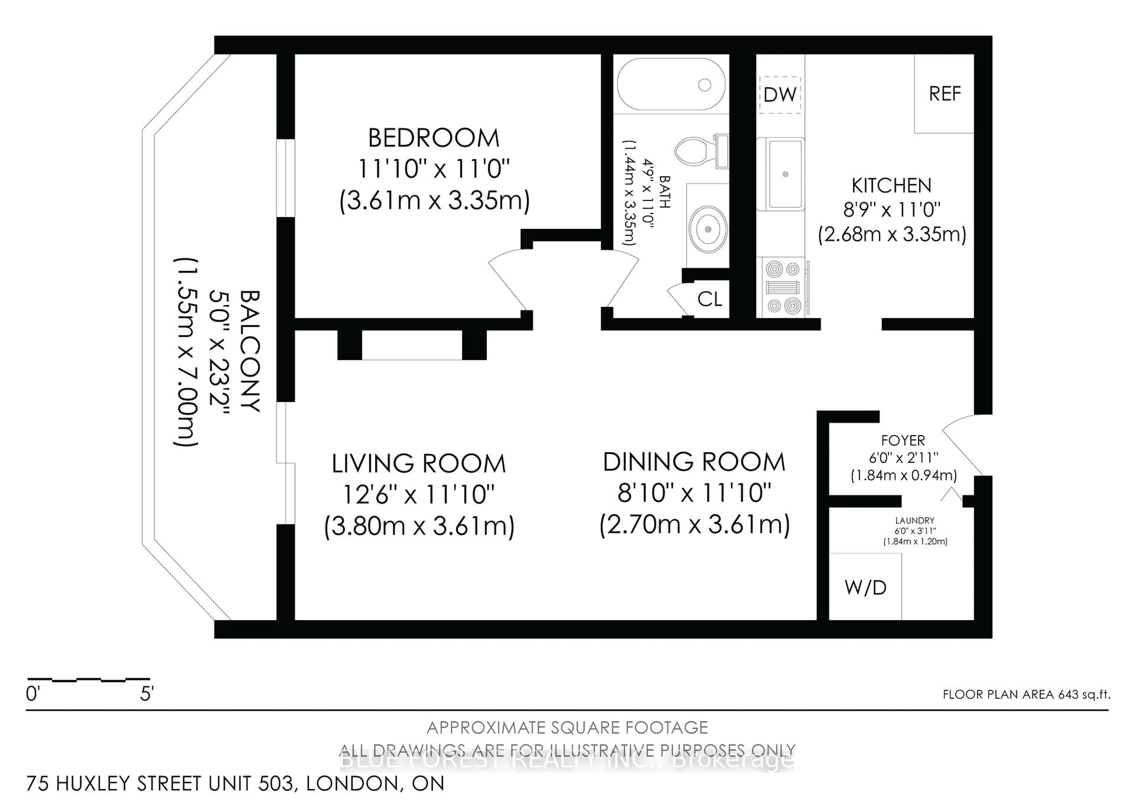 Floor plan for 75 Huxley St #503, London South Ontario N6J 4W7