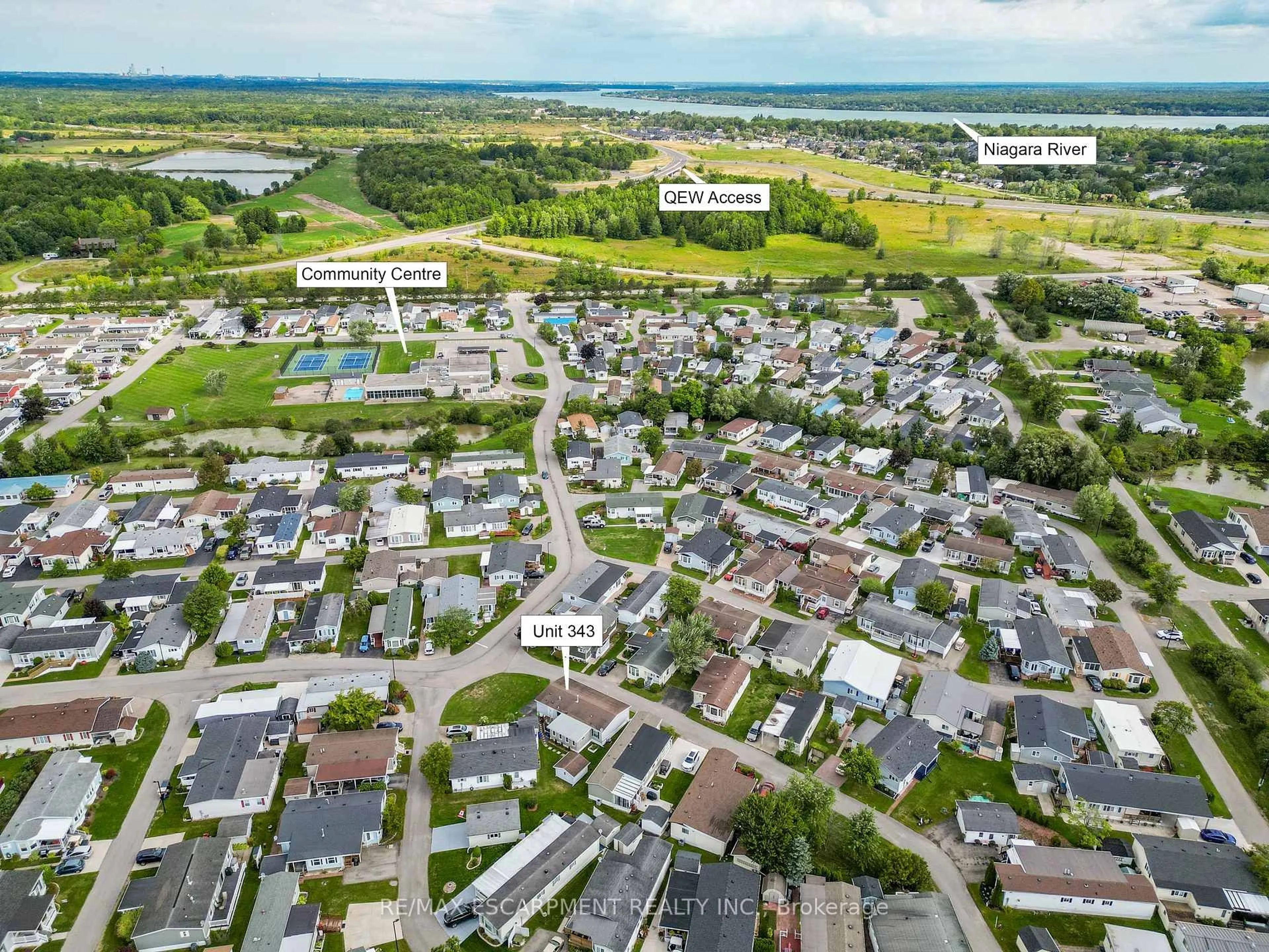 A pic from outside/outdoor area/front of a property/back of a property/a pic from drone, street for 3033 Townline Rd #343, Fort Erie Ontario L0S 1S1