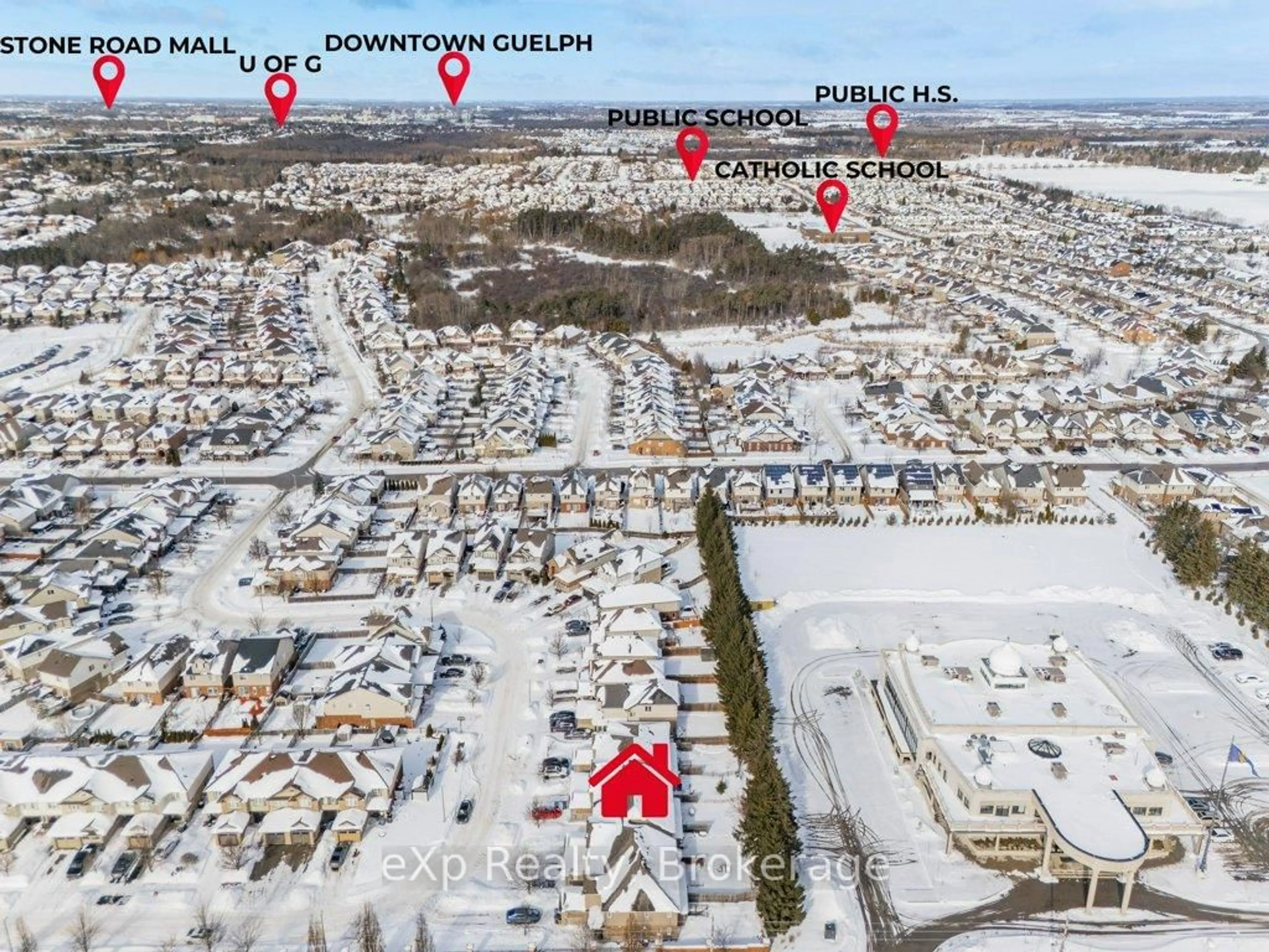 A pic from outside/outdoor area/front of a property/back of a property/a pic from drone, street for 55 Laughland Lane, Guelph Ontario N1L 0C9