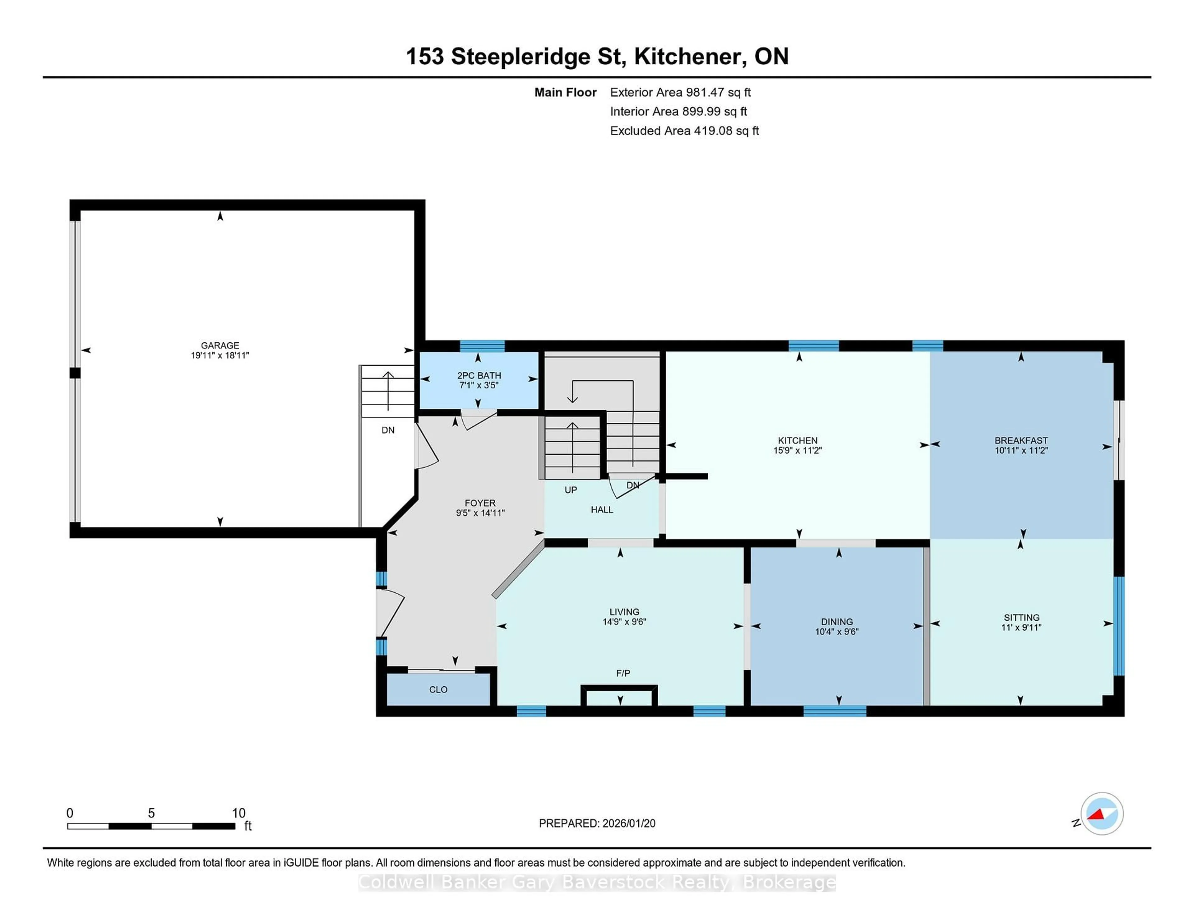 Floor plan for 153 Steepleridge St, Kitchener Ontario N2P 2W2