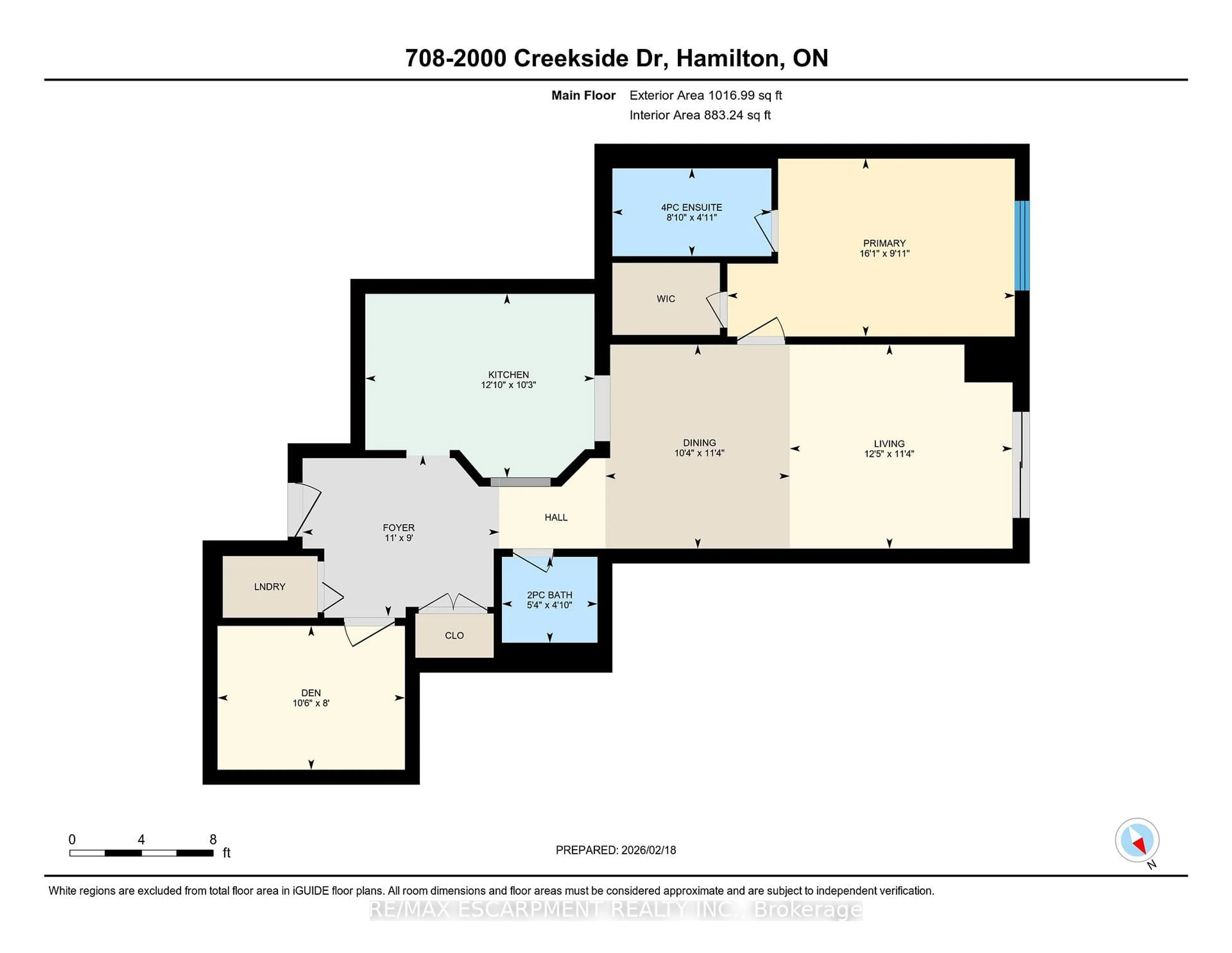 Floor plan for 2000 Creekside Dr #708, Hamilton Ontario L9H 7S7
