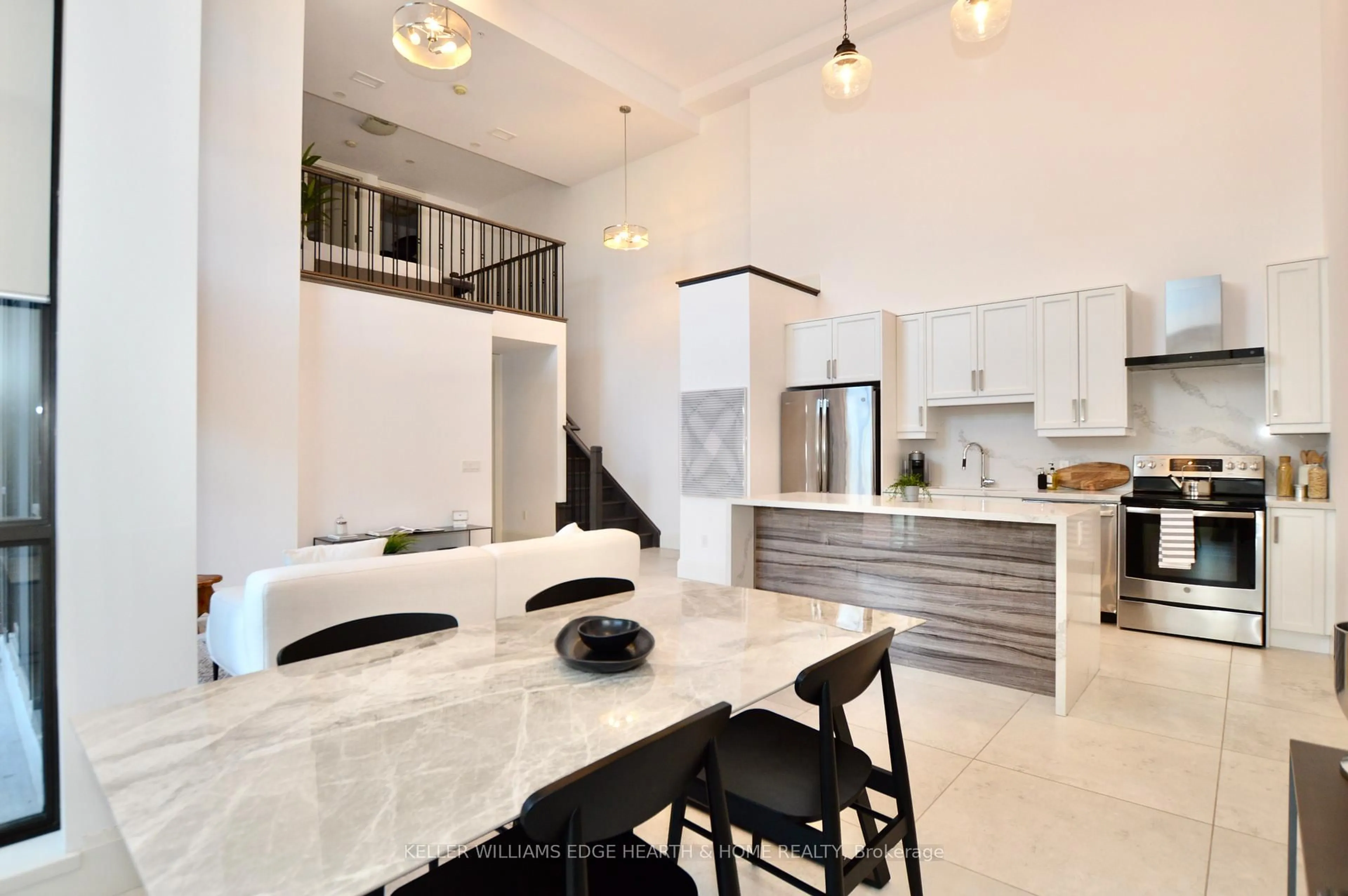 Contemporary kitchen, ceramic/tile floor for 112 King St #PH 6, Hamilton Ontario L8N 1A8