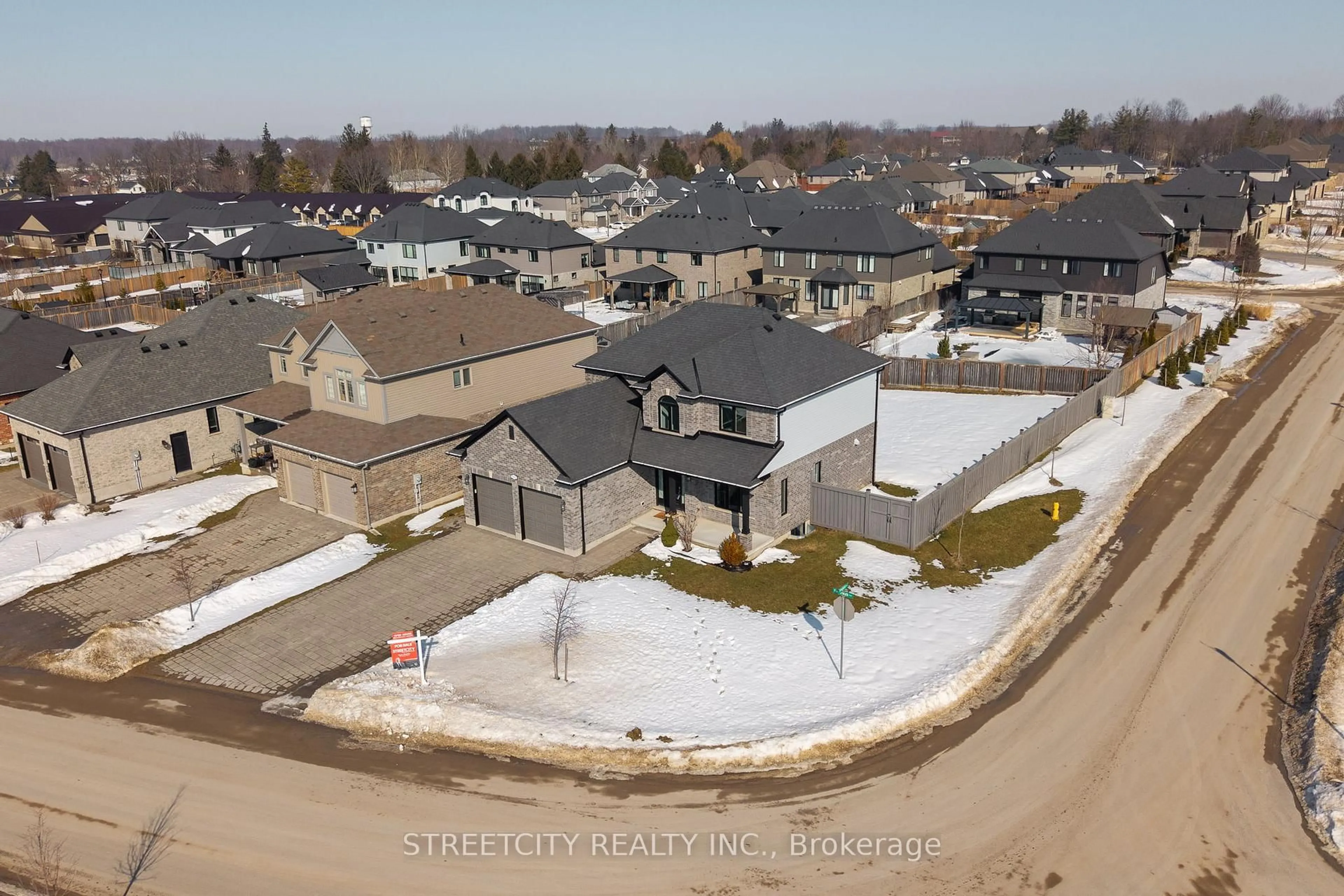 A pic from outside/outdoor area/front of a property/back of a property/a pic from drone, street for 102 Timberwalk Tr, Middlesex Centre Ontario N0M 2A0