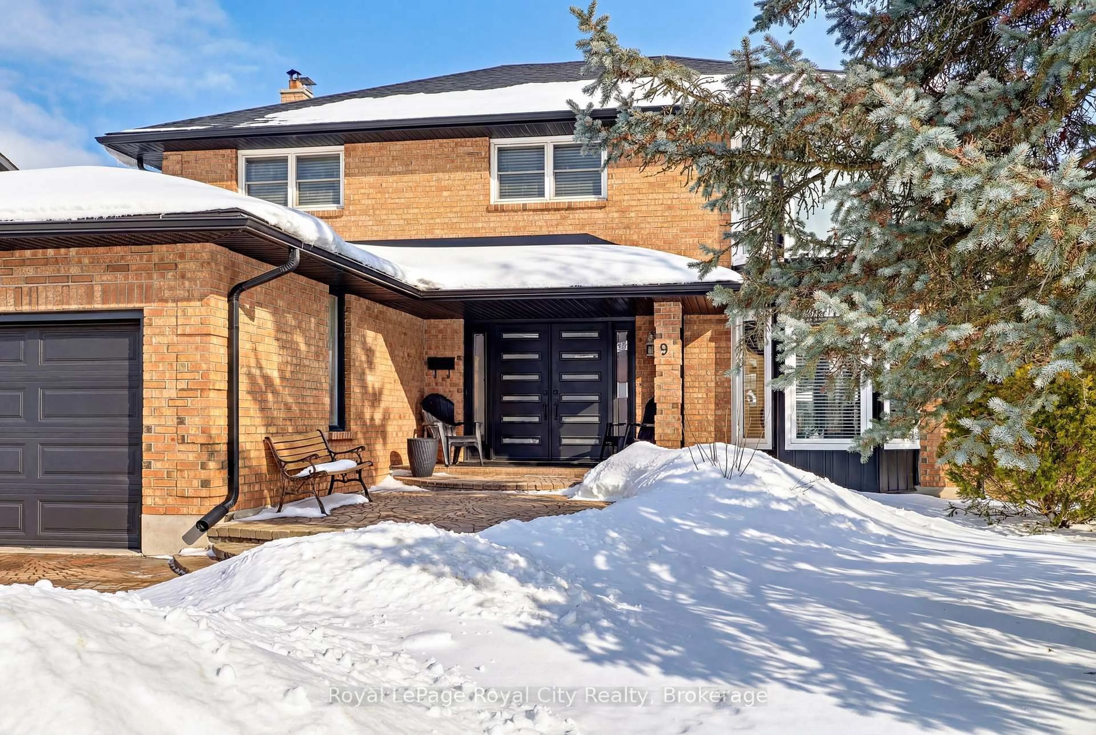 Home with brick exterior material, street for 9 Kortright Rd, Guelph Ontario N1G 4C8