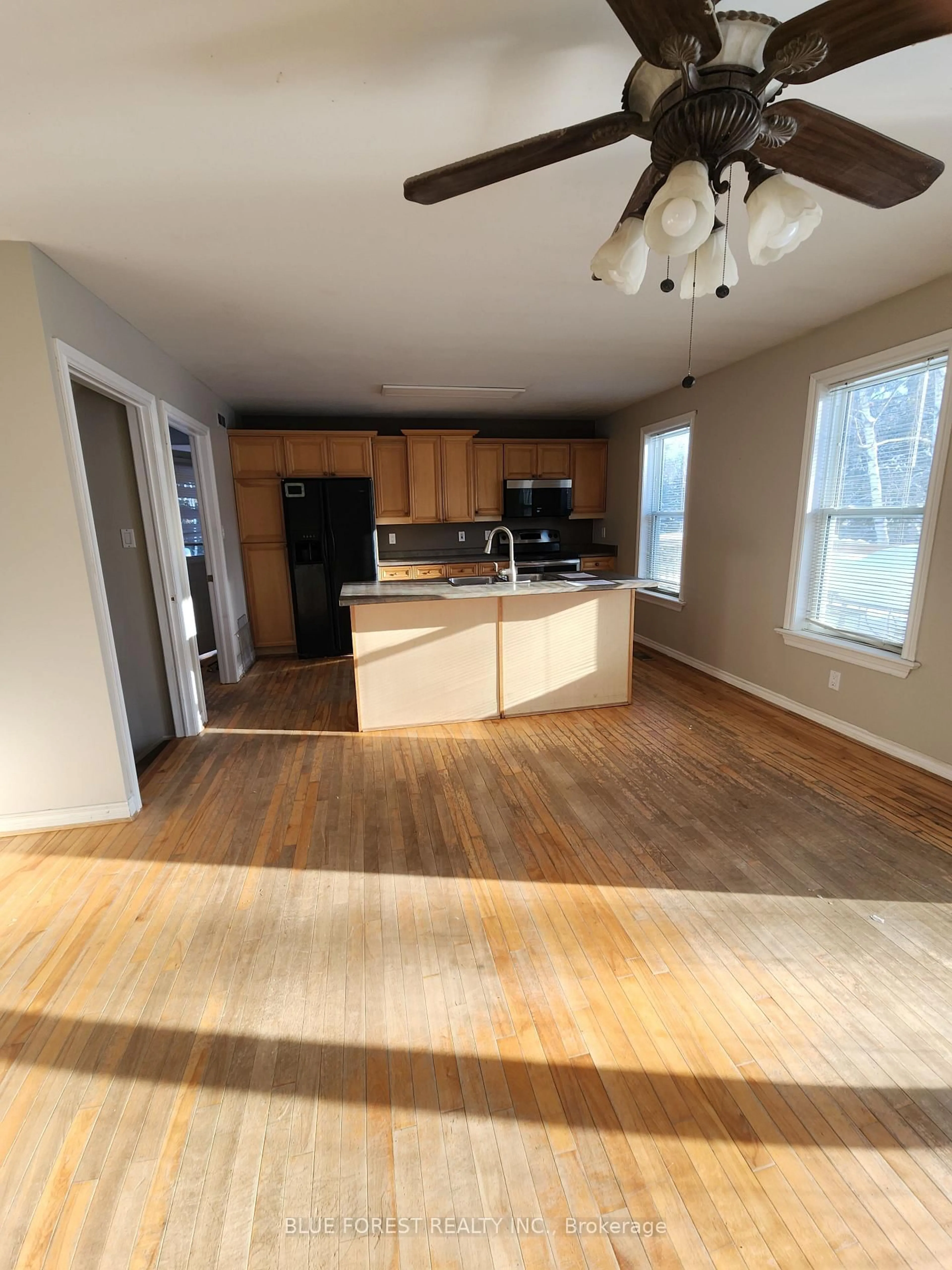 Open concept kitchen, wood/laminate floor for 36259 Gore Rd, South Huron Ontario N0M 1T0