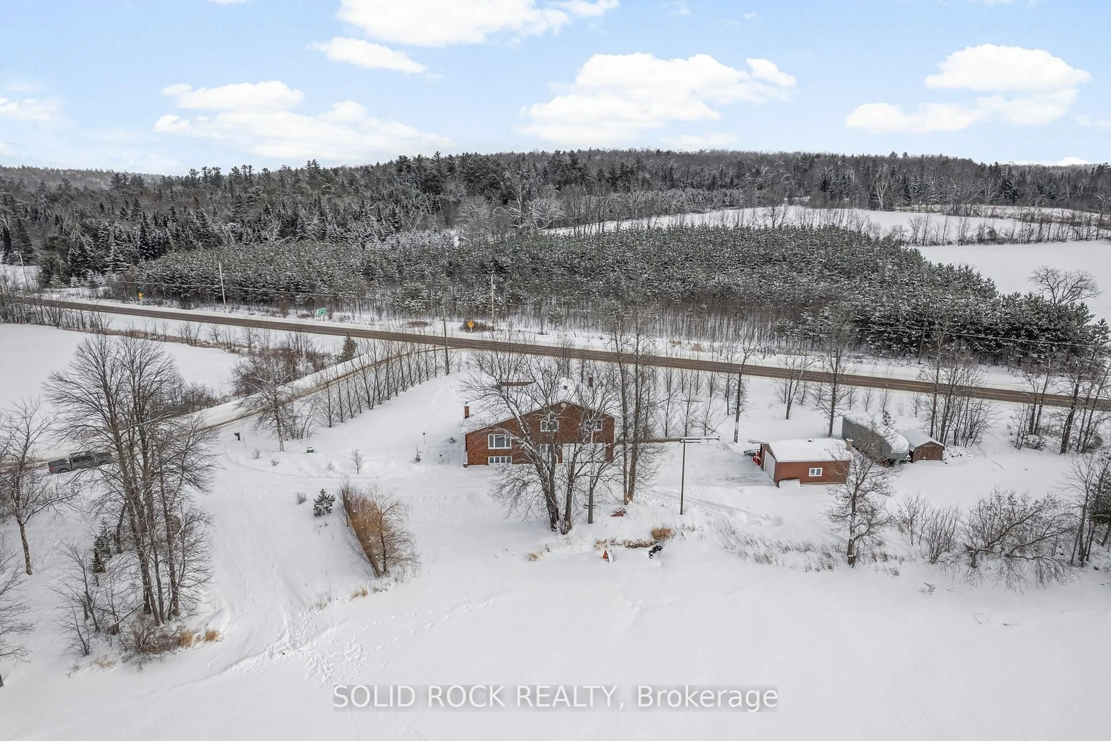 A pic from outside/outdoor area/front of a property/back of a property/a pic from drone, forest/trees view for 86 Township Park Rd, Eganville Ontario K0J 1T0