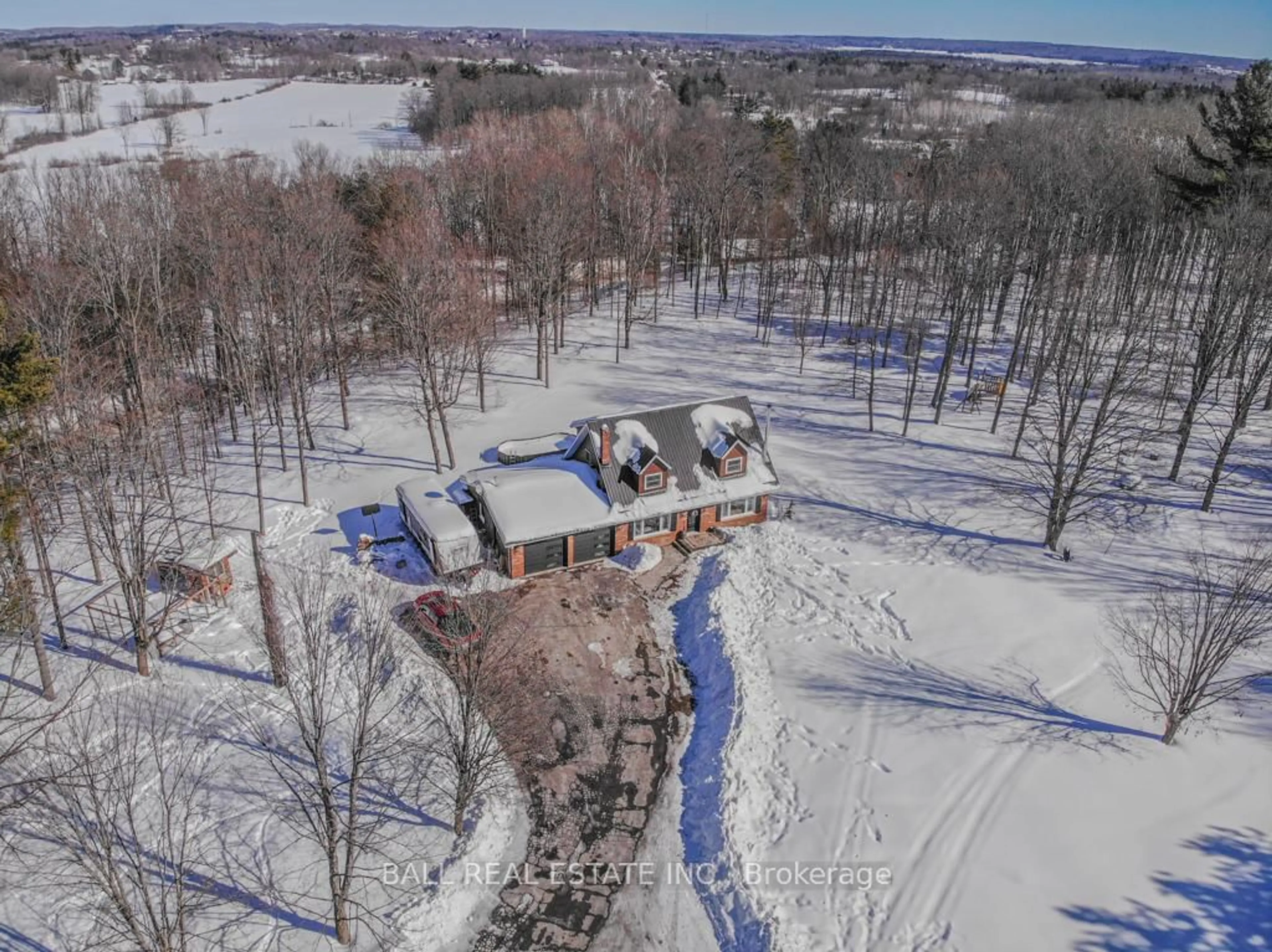 A pic from outside/outdoor area/front of a property/back of a property/a pic from drone, water/lake/river/ocean view for 493 Old Marmora Rd, Madoc Ontario K0K 2K0