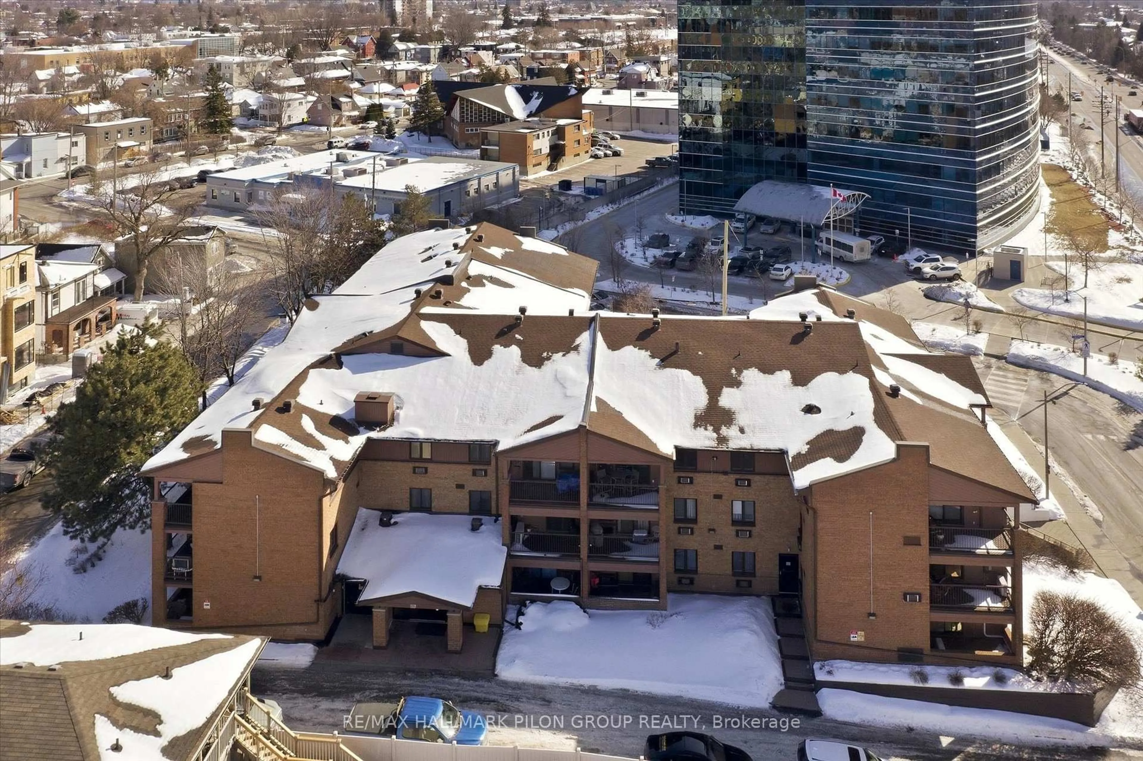 A pic from outside/outdoor area/front of a property/back of a property/a pic from drone, city buildings view from balcony for 316 Savard Ave #206, Ottawa Ontario K1L 7S2
