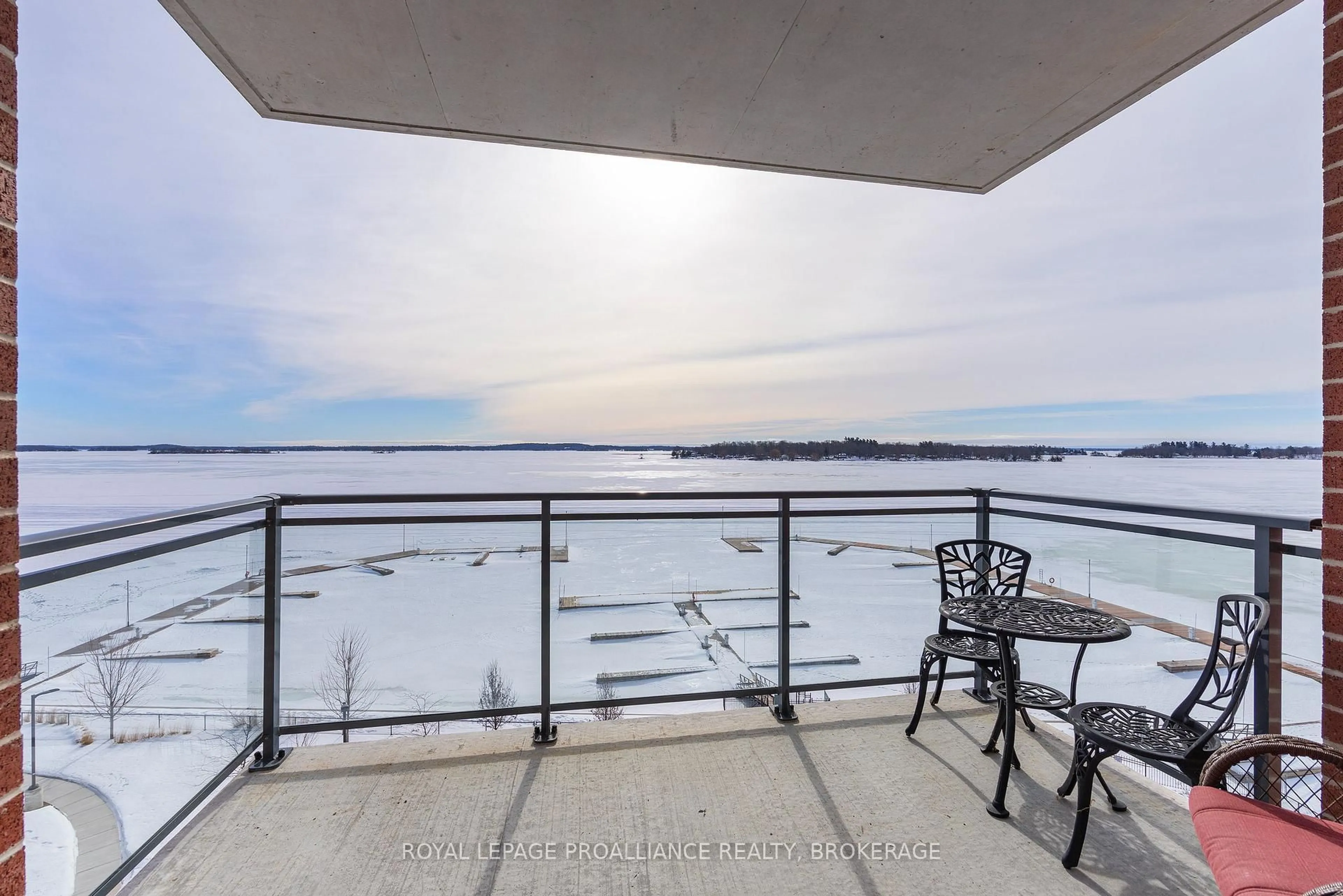Balcony in the apartment, water/lake/river/ocean view for 129A South St #410, Gananoque Ontario K7G 0A9