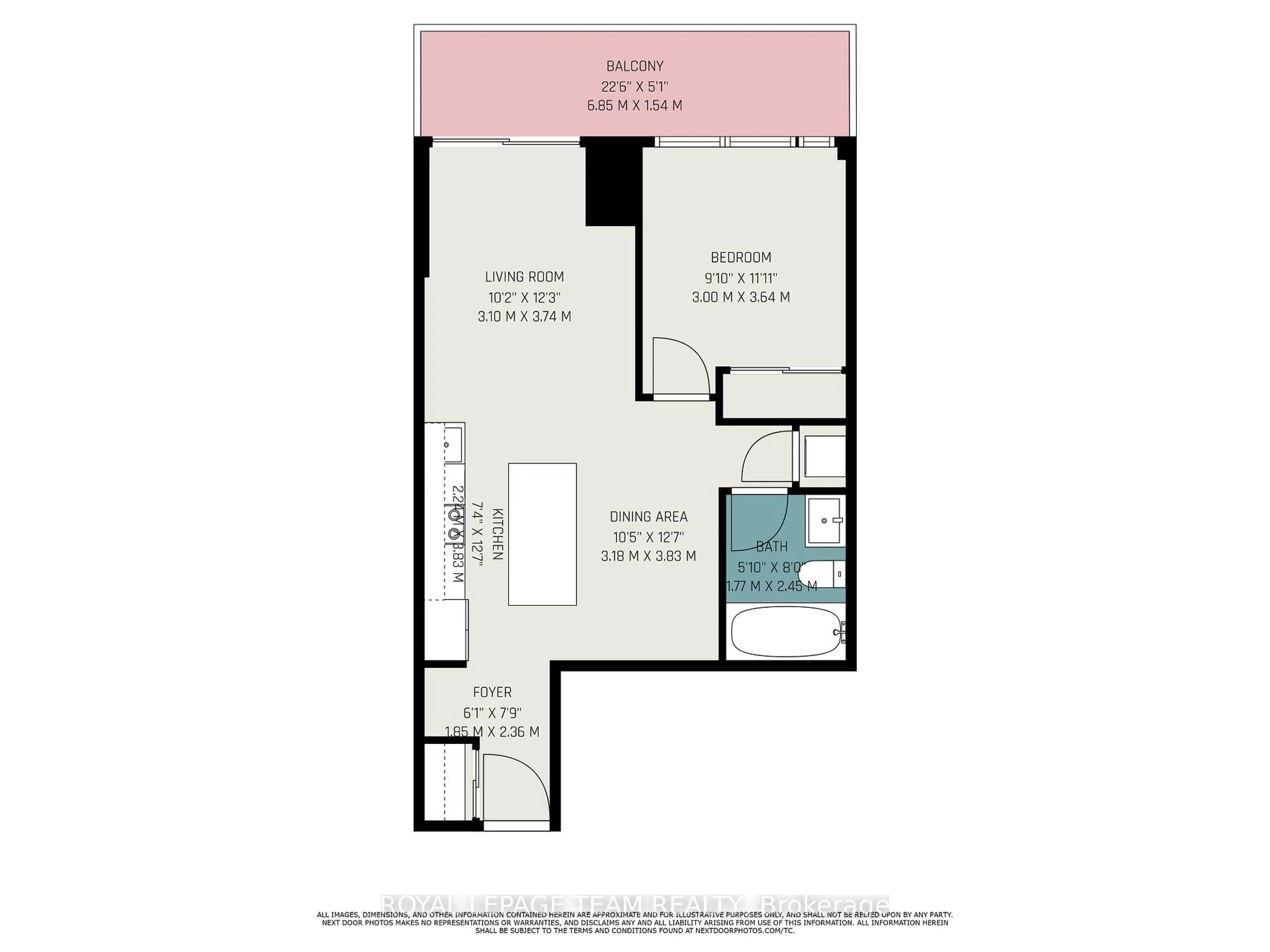 Floor plan for 255 Bay St #714, Ottawa Ontario K1R 0C5