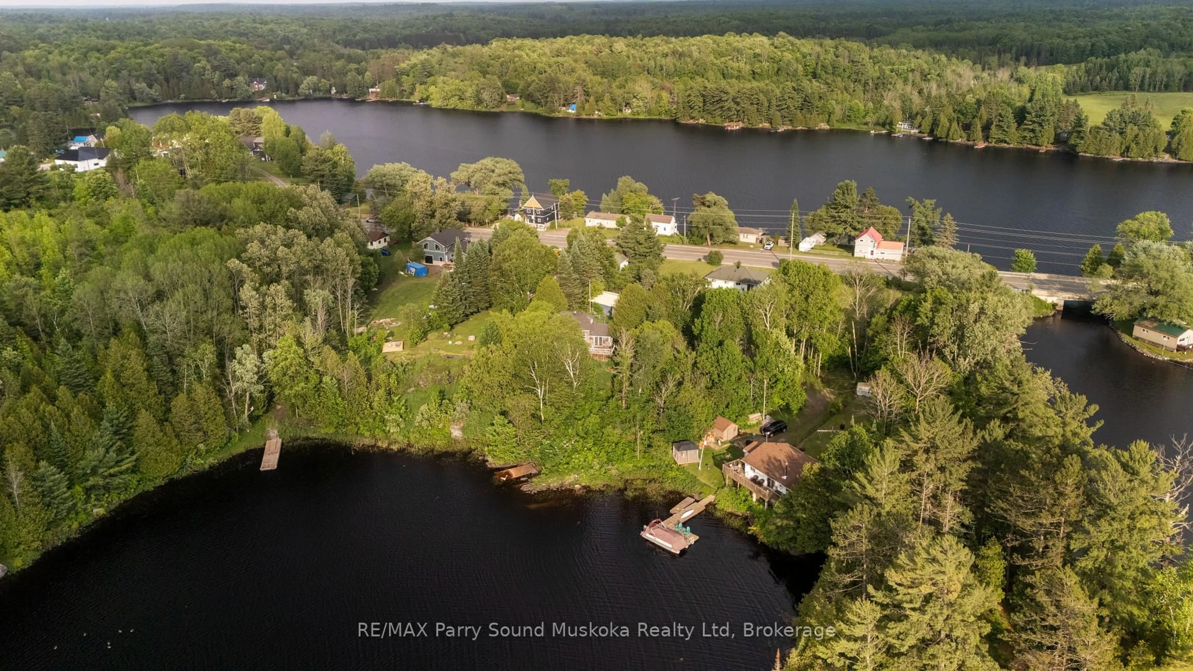 A pic from outside/outdoor area/front of a property/back of a property/a pic from drone, water/lake/river/ocean view for 5 Bellview Cres, Whitestone Ontario P0A 1G0