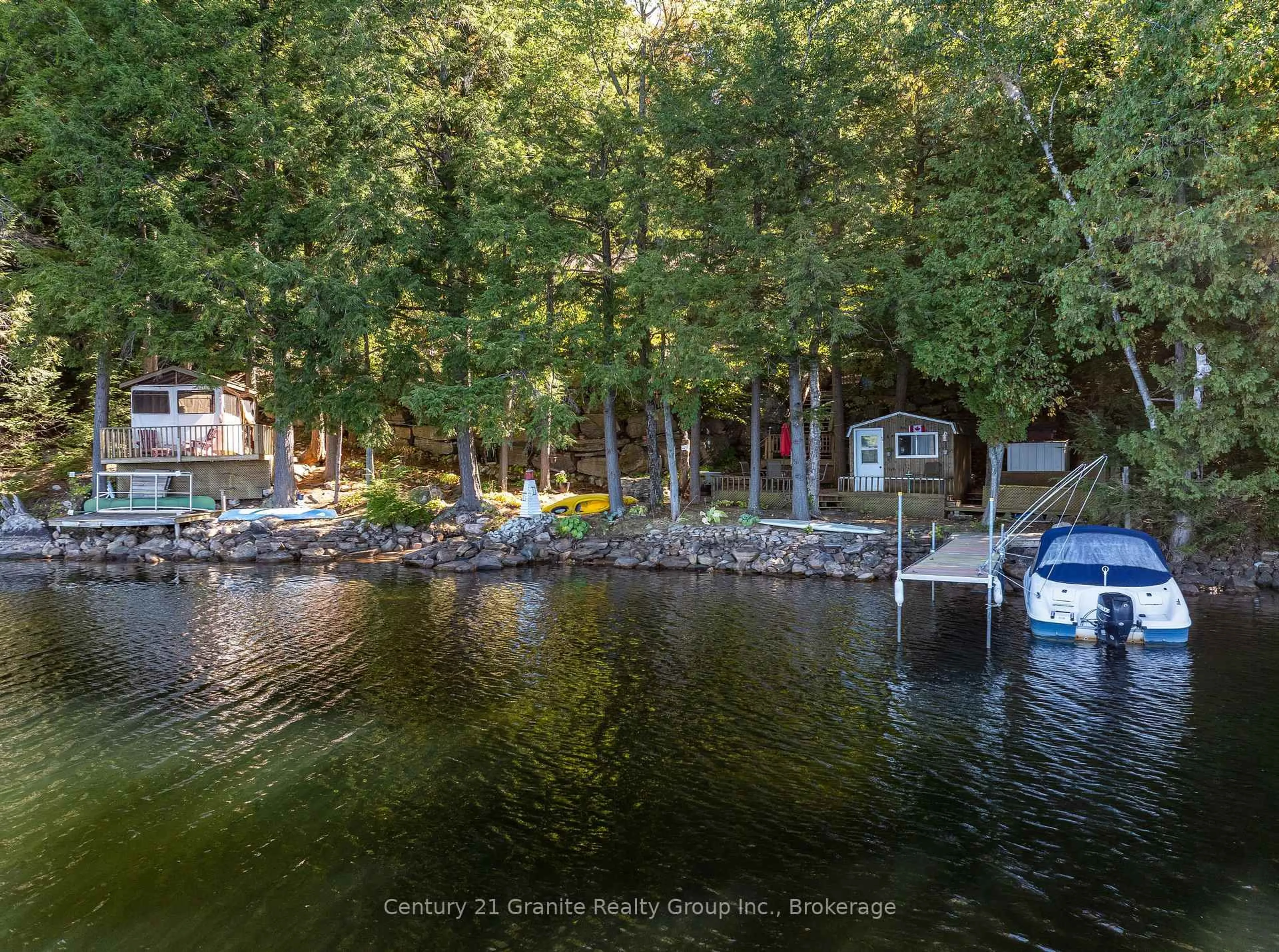 A pic from outside/outdoor area/front of a property/back of a property/a pic from drone, water/lake/river/ocean view for 1219 Marathon Dr, Minden Hills Ontario K0M 2K0