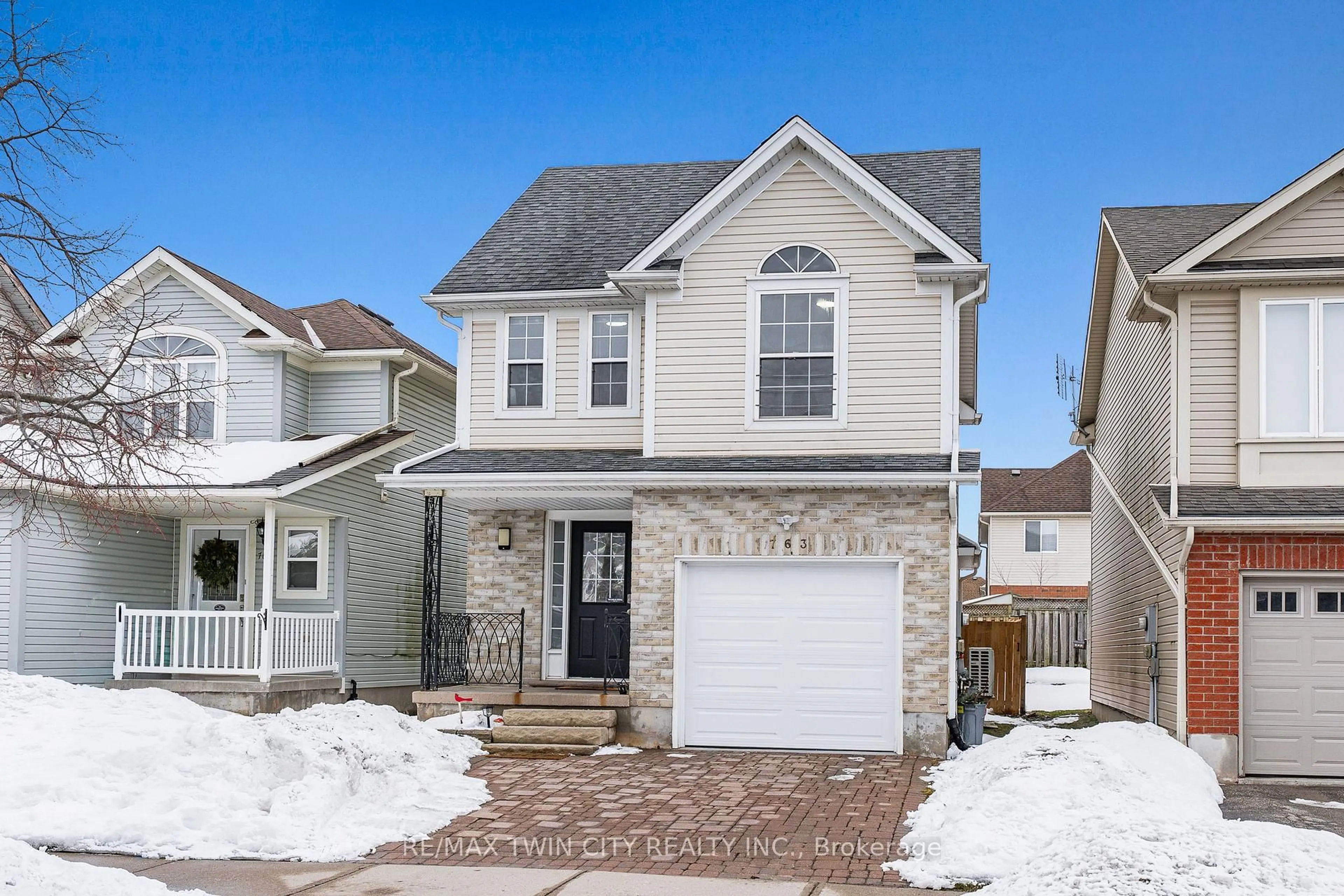 Home with vinyl exterior material, street for 763 Angler Way, Waterloo Ontario N2K 4L7