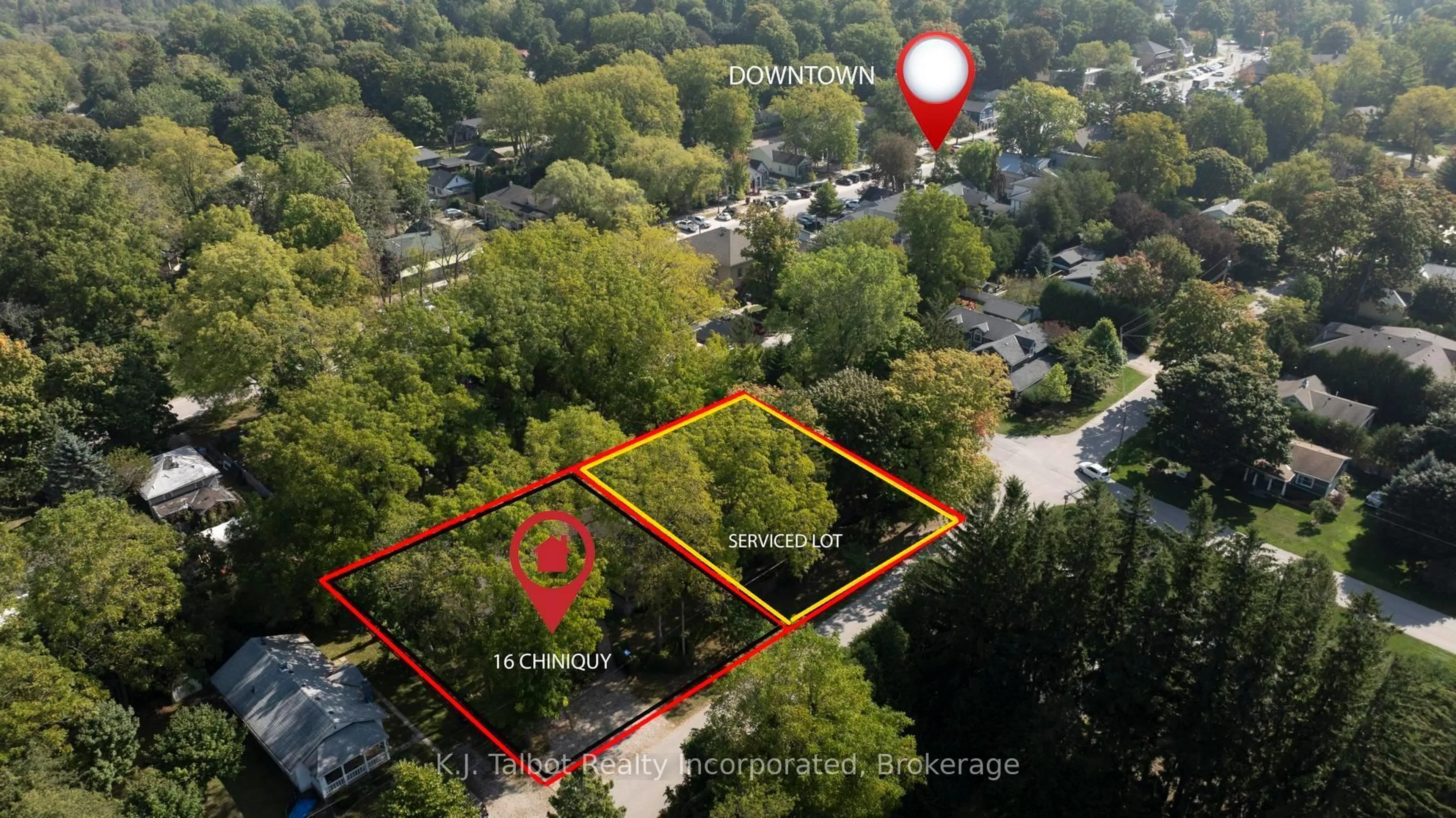 A pic from outside/outdoor area/front of a property/back of a property/a pic from drone, street for 14 & 16 Chiniquy St, Bluewater Ontario N0M 1G0