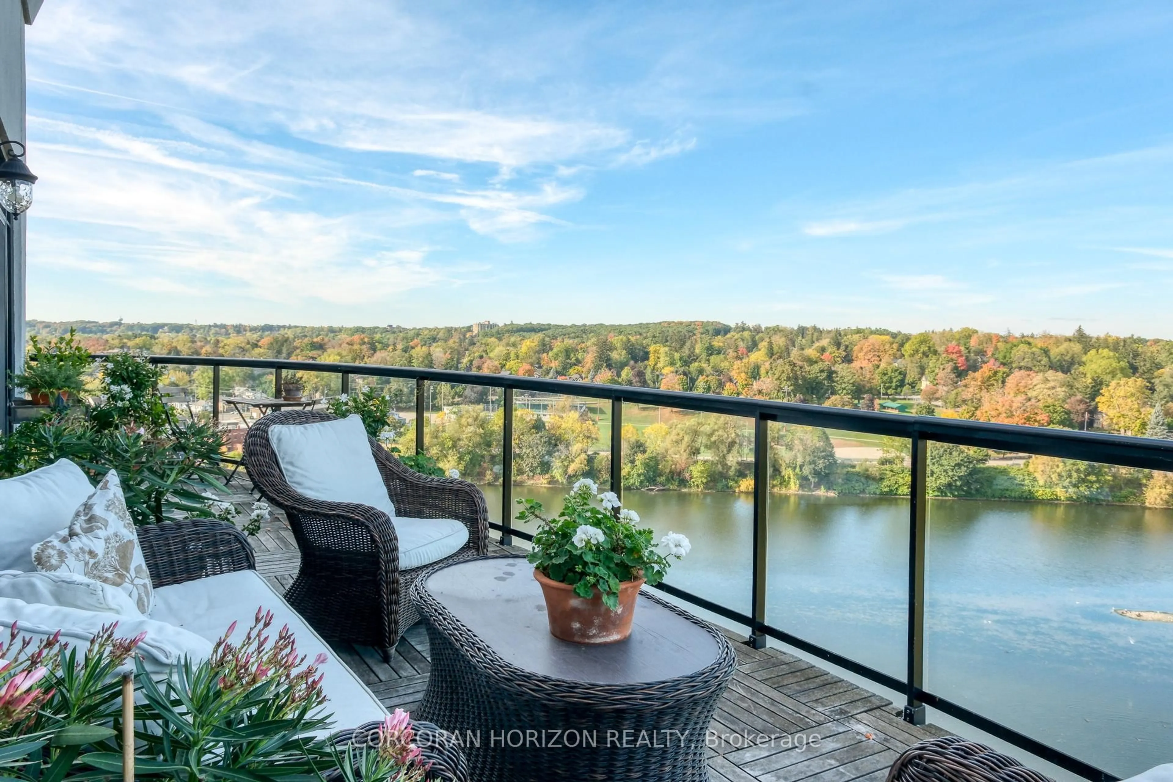 Balcony in the apartment, water/lake/river/ocean view for 170 Water St #UPH4, Cambridge Ontario N1R 3B6