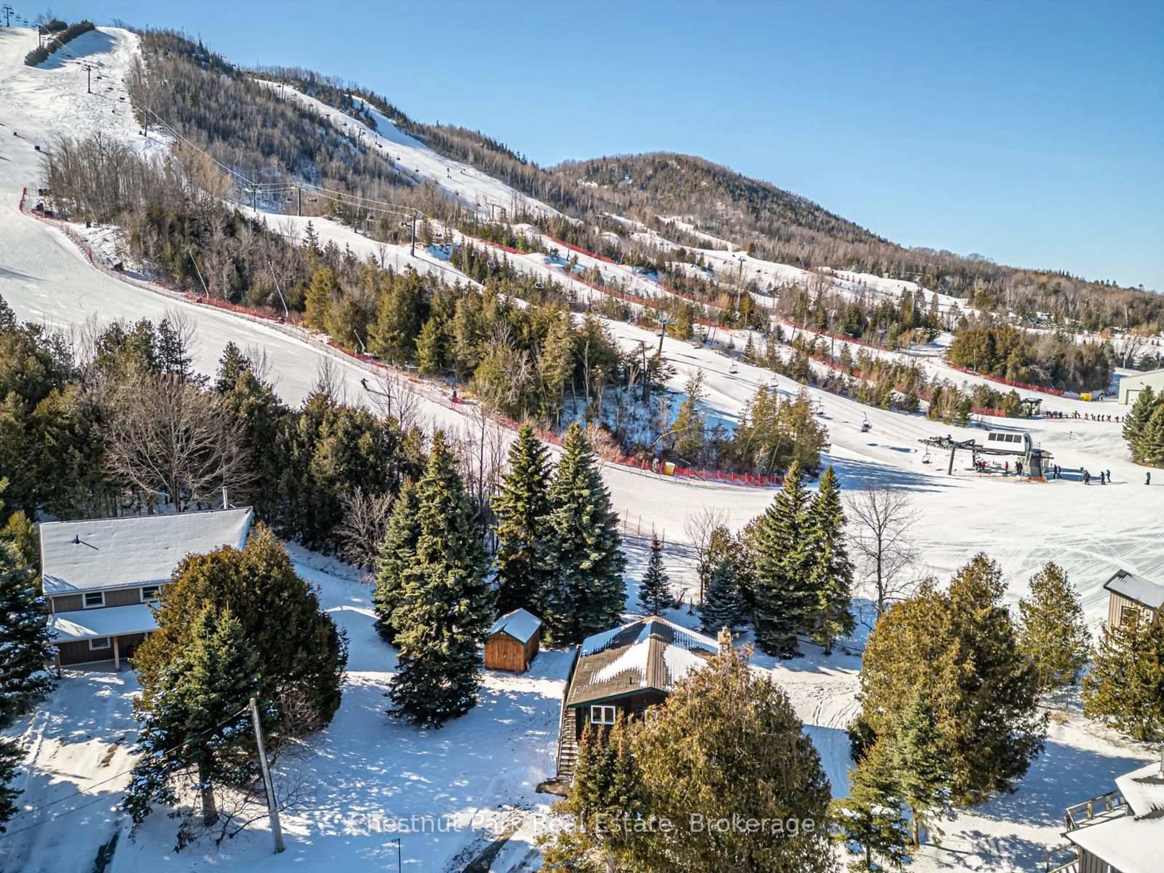 A pic from outside/outdoor area/front of a property/back of a property/a pic from drone, mountain view for 160 Wensley Dr, Blue Mountains Ontario N0H 1J0