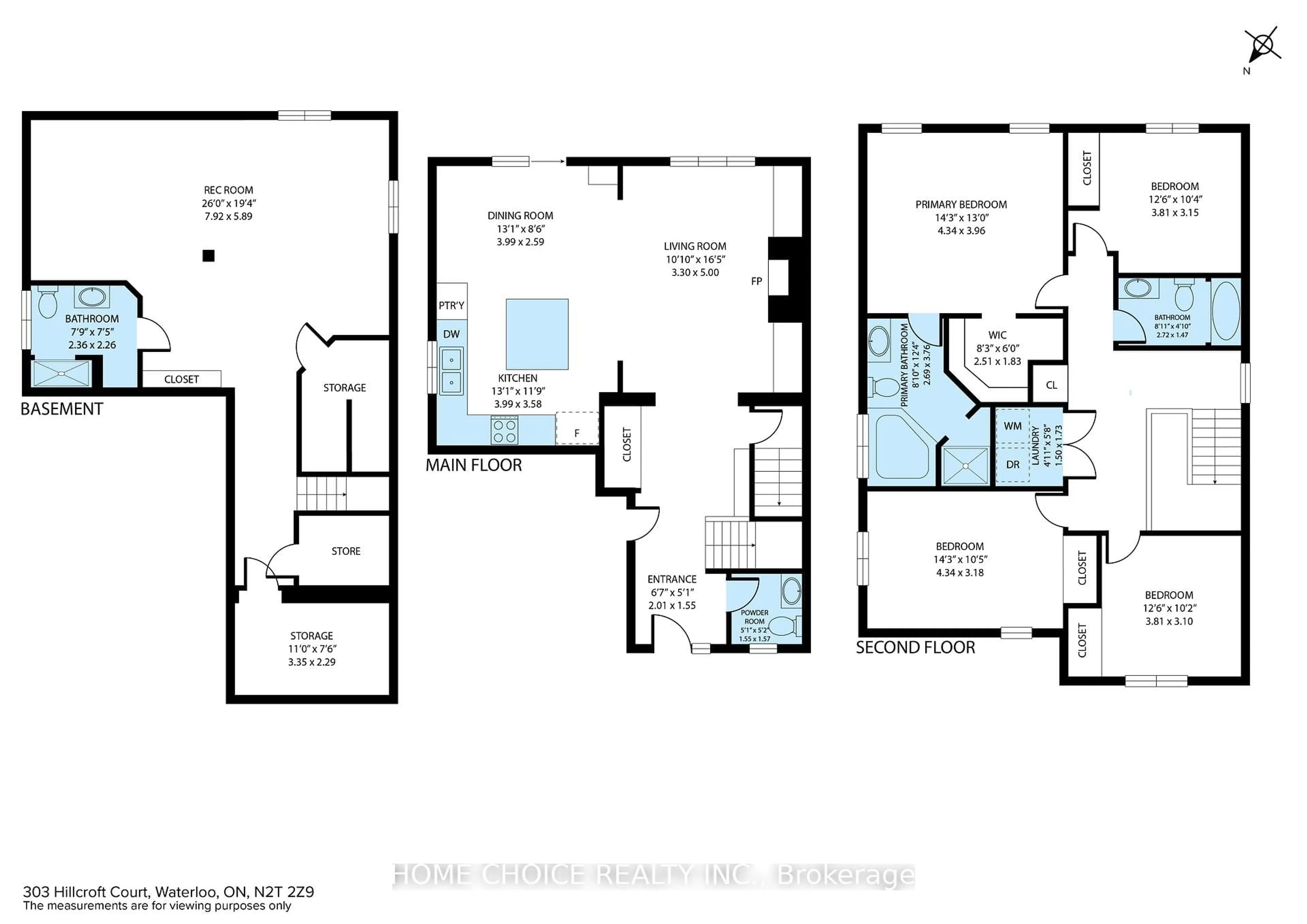 Floor plan for 303 Hillcroft Crt, Waterloo Ontario N2T 2Z9