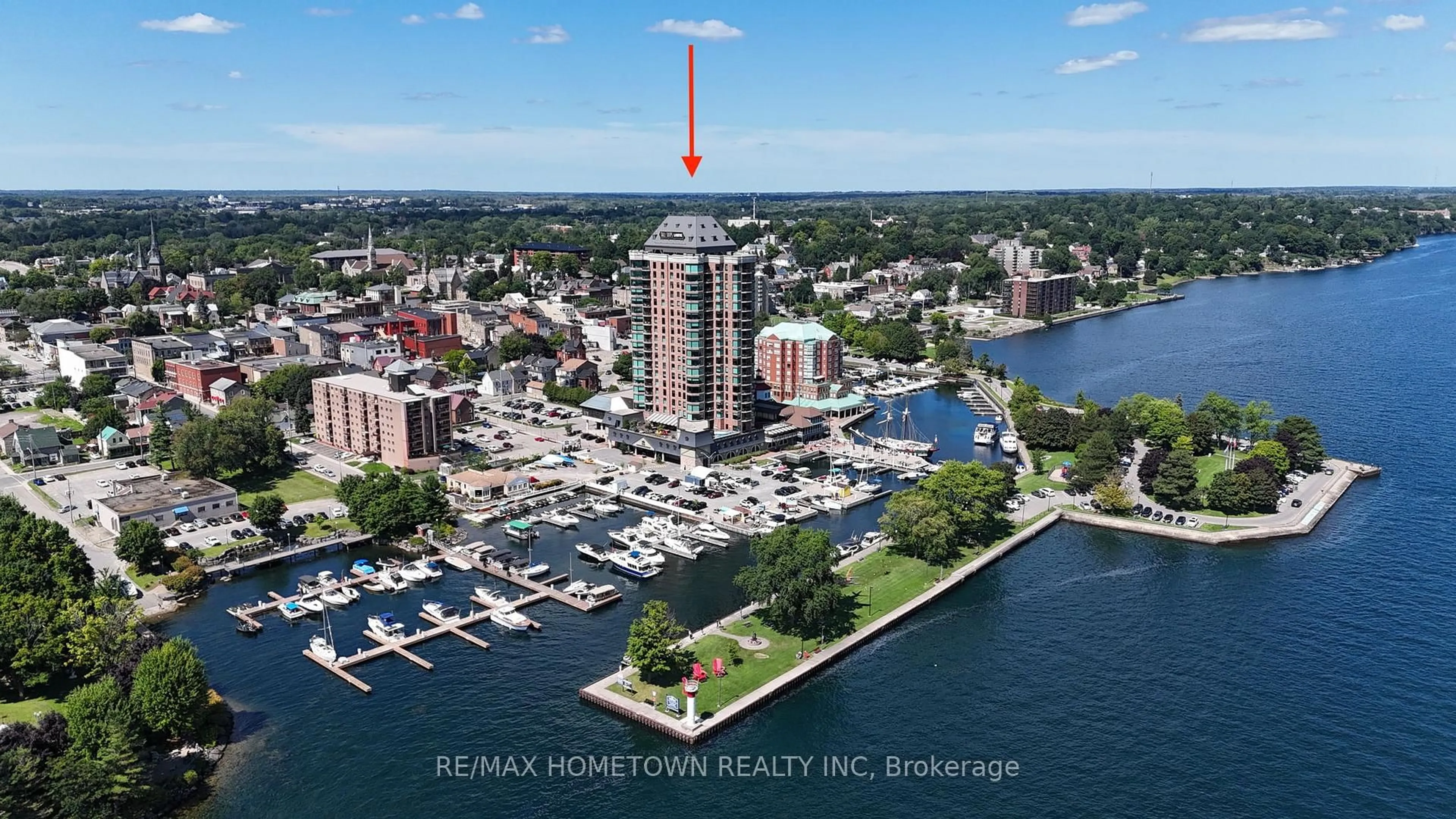 A pic from outside/outdoor area/front of a property/back of a property/a pic from drone, water/lake/river/ocean view for 15 ST ANDREW St #1205, Brockville Ontario K6V 0B8