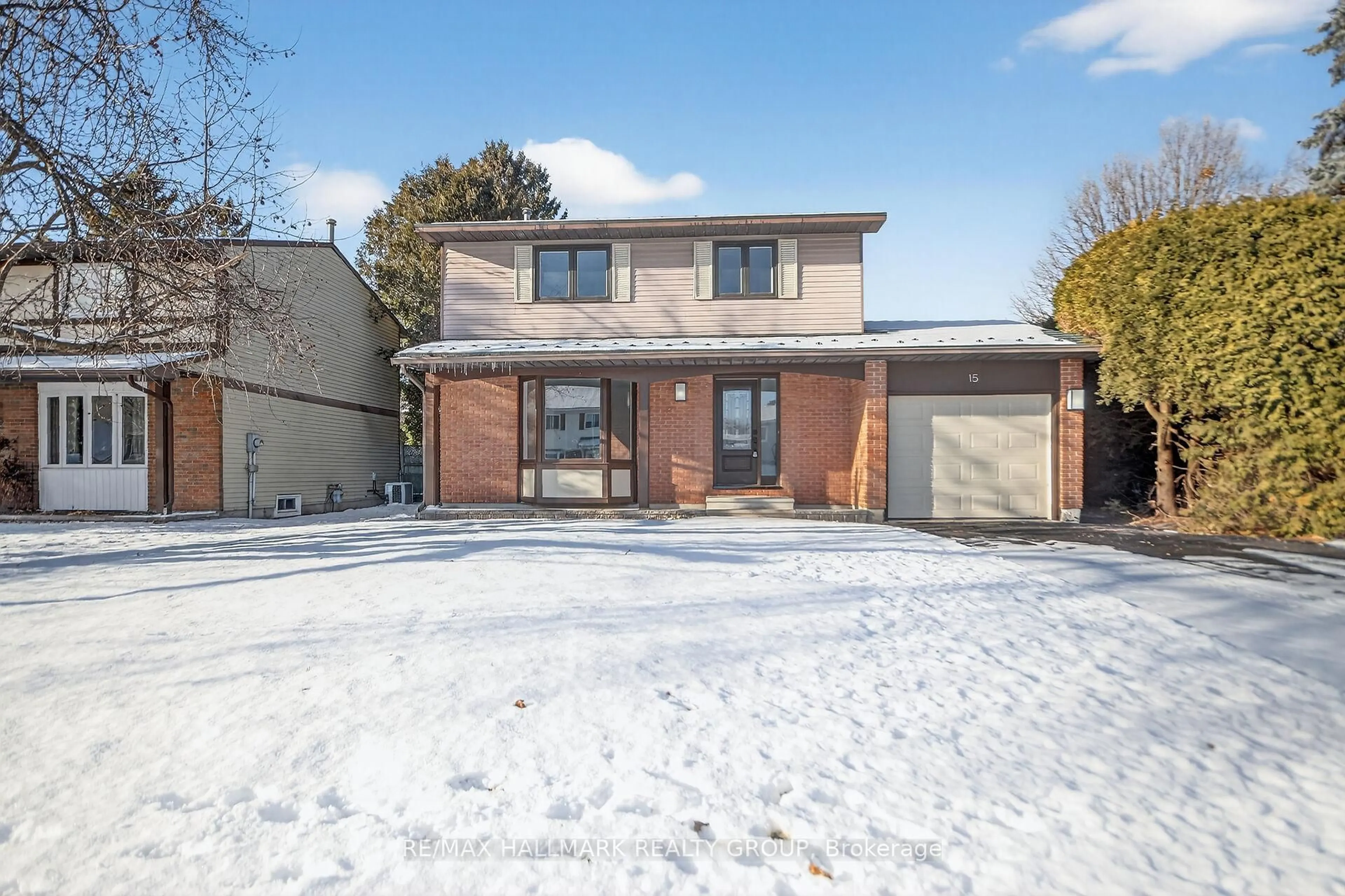 Home with brick exterior material, street for 15 Scharf Lane, Kanata Ontario K2L 2K3