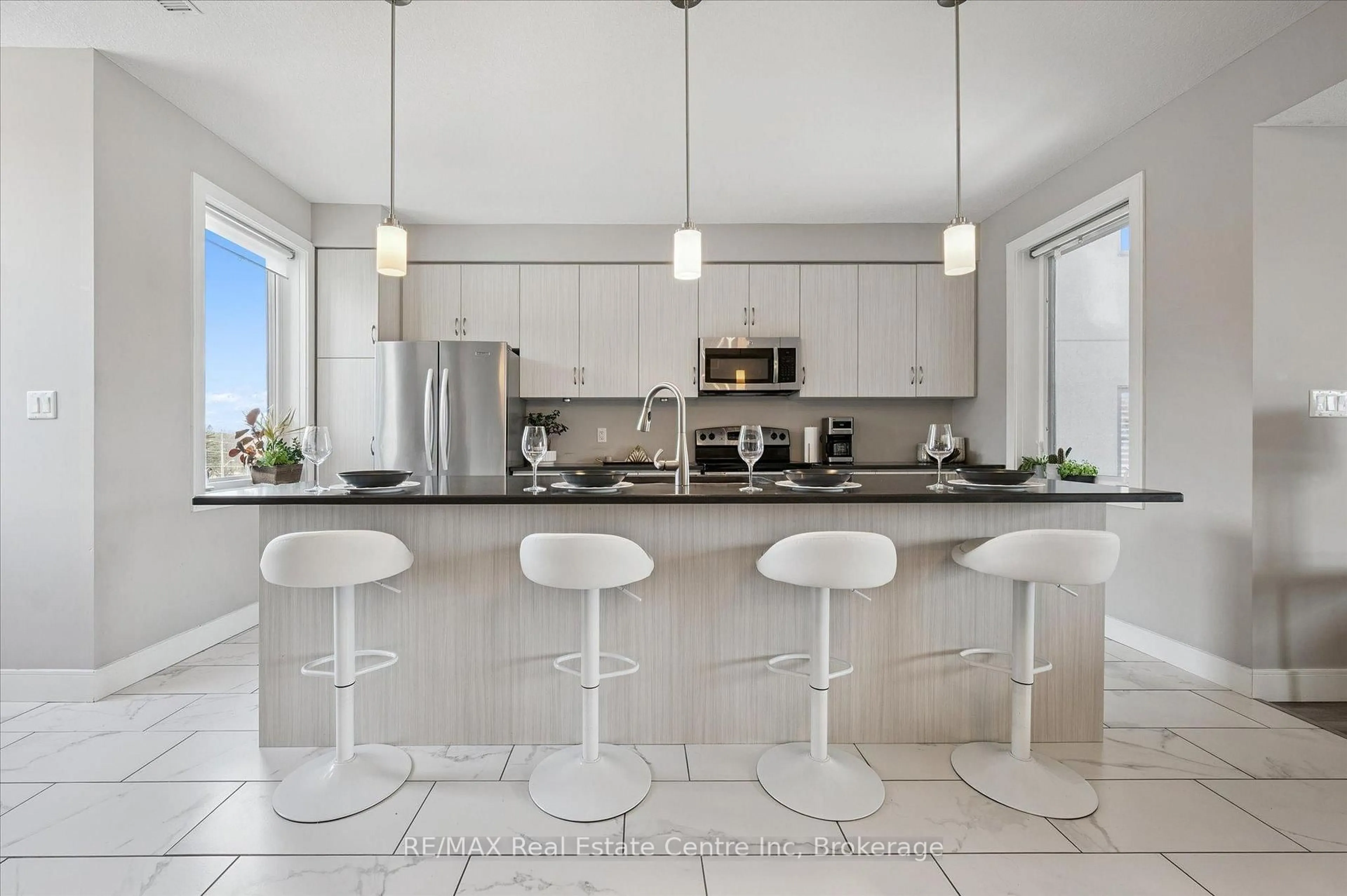 Contemporary kitchen, ceramic/tile floor for 32 ARKELL Rd #7, Guelph Ontario N1L 0L4