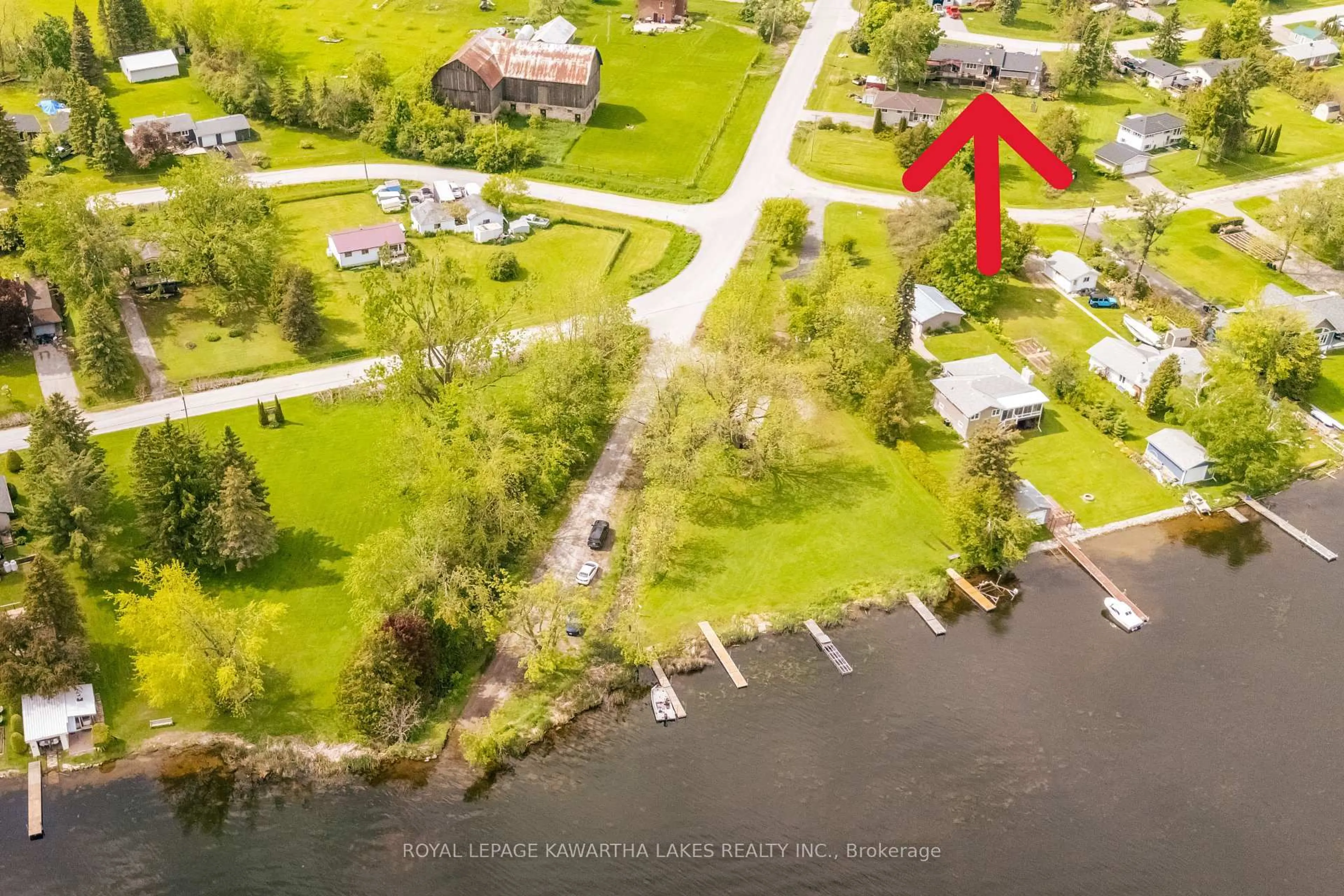 A pic from outside/outdoor area/front of a property/back of a property/a pic from drone, water/lake/river/ocean view for 104 Cameron Dr, Kawartha Lakes Ontario K0M 1G0