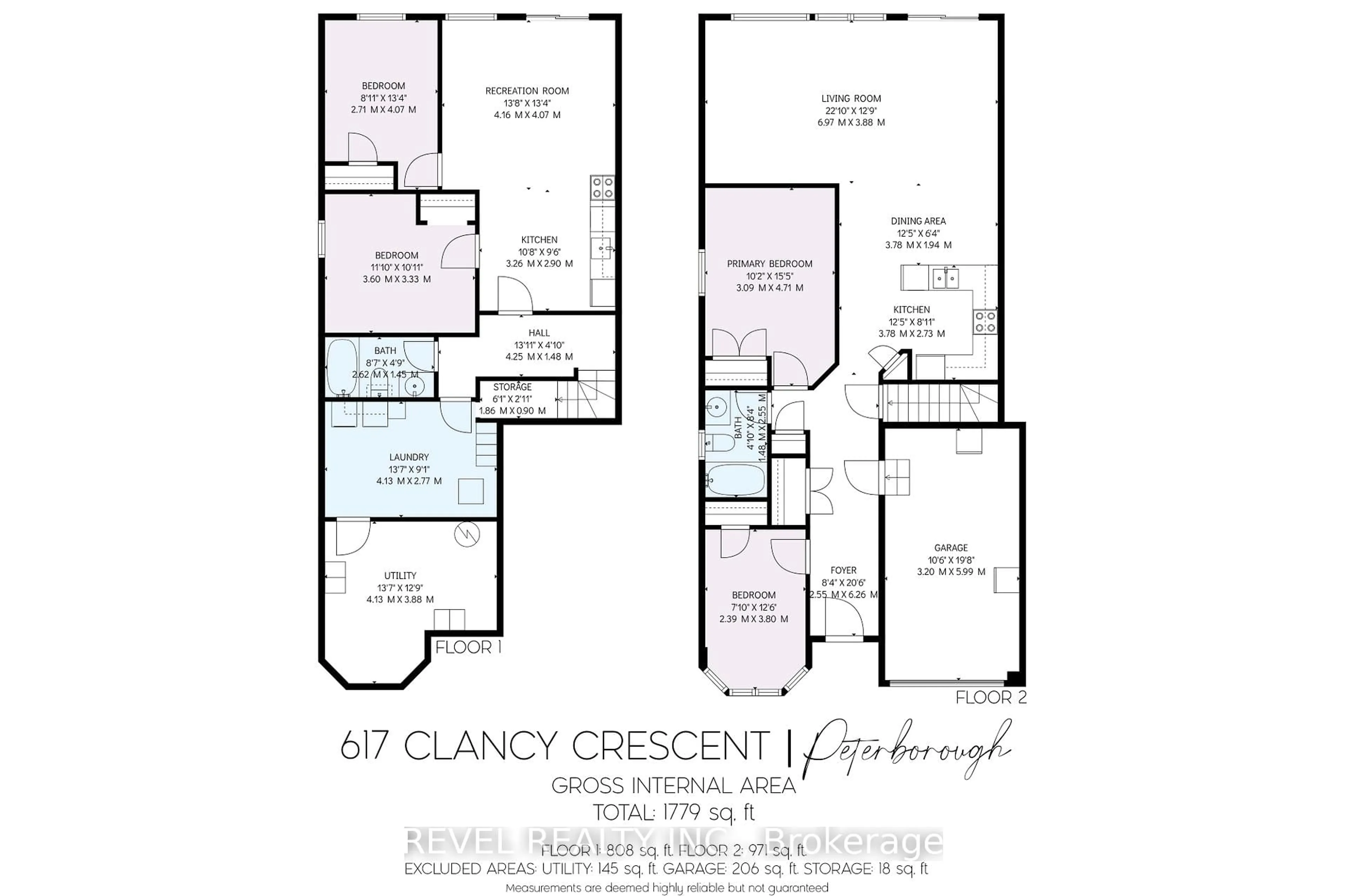 Floor plan for 617 Clancy Cres, Peterborough Ontario K9K 2S2