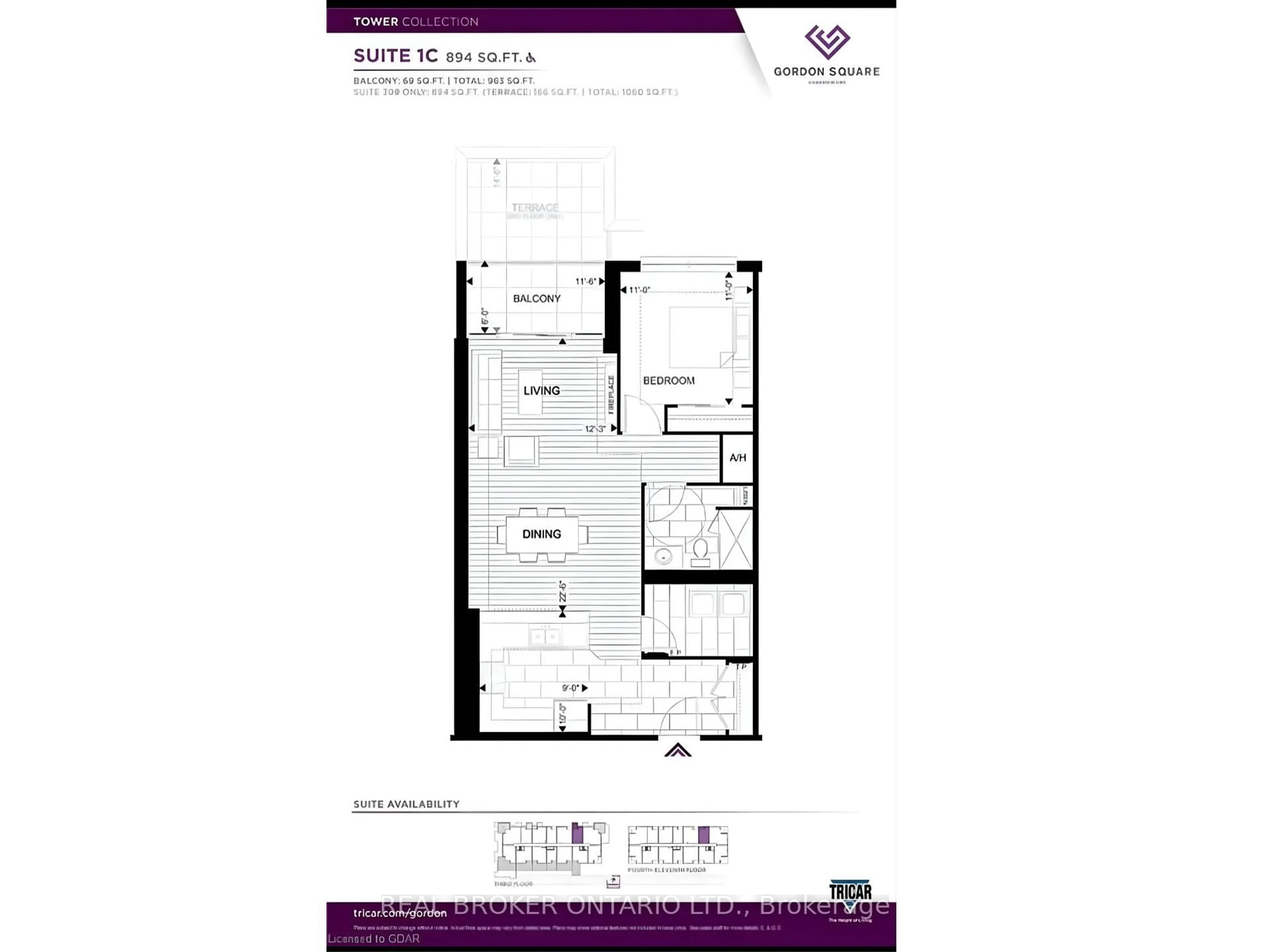 Floor plan for 1878 GORDON St #609, Guelph Ontario N1L 0P4