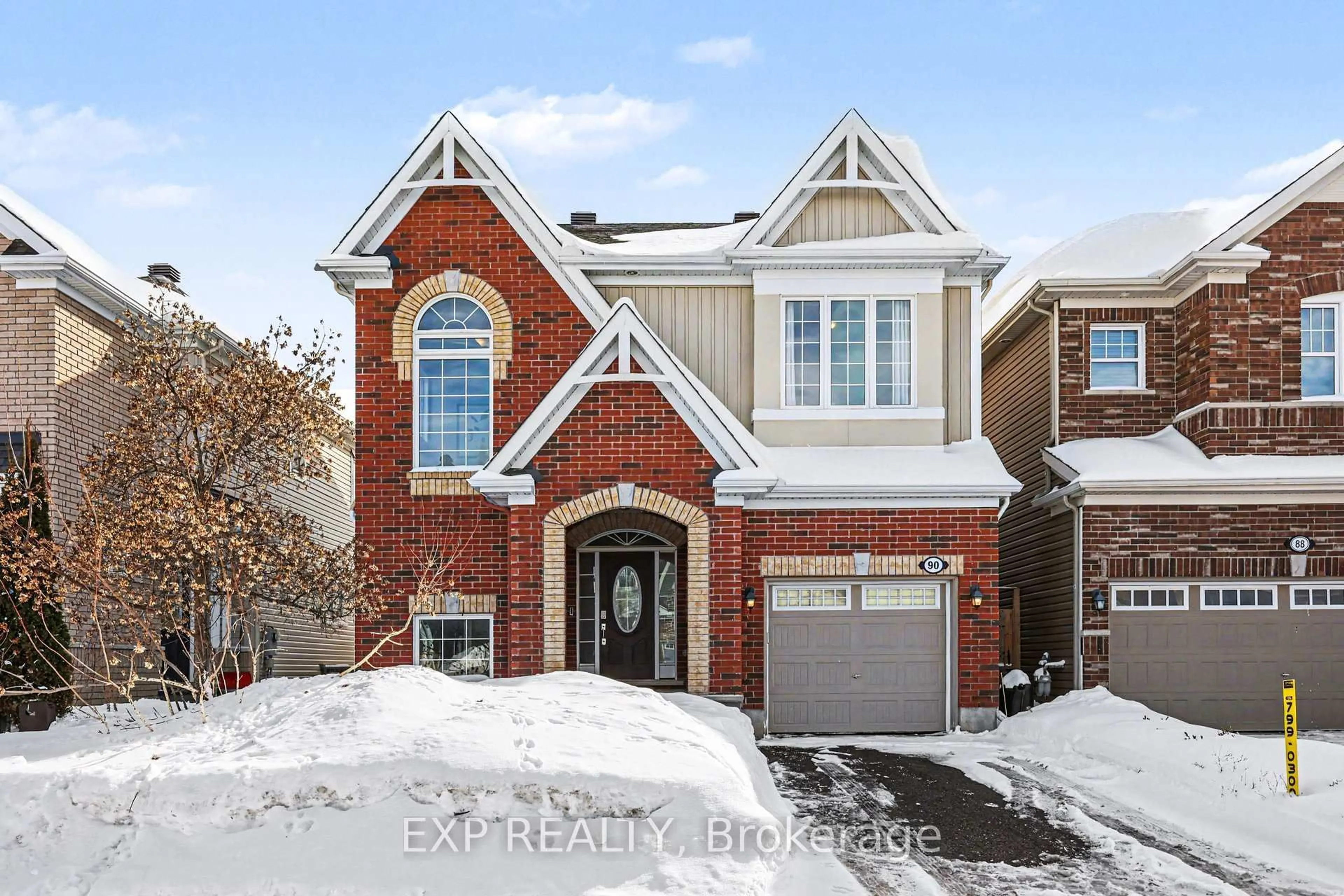 Home with brick exterior material, street for 90 Switch Grass Cres, Ottawa Ontario K2J 5Z3