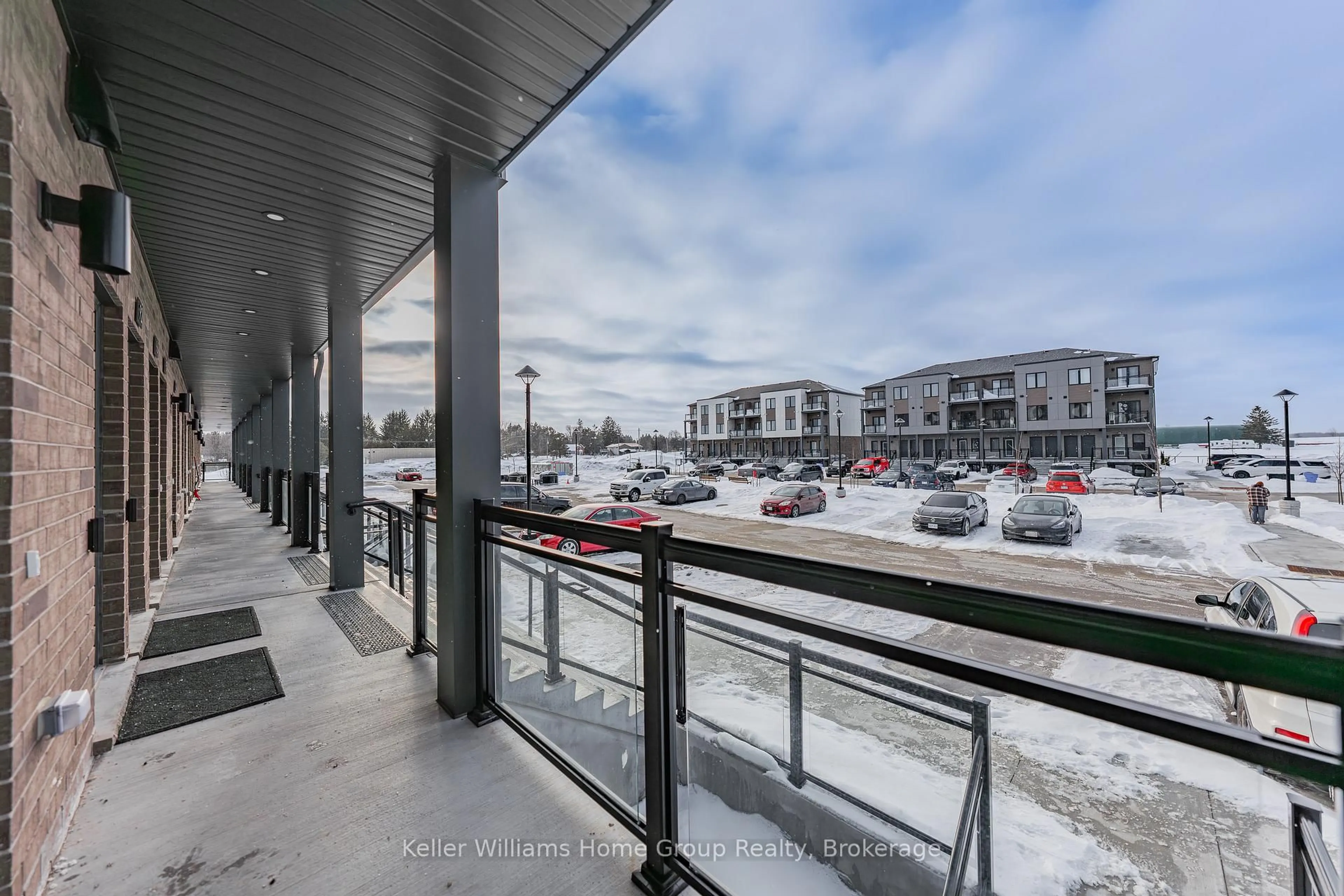 Patio, city buildings view from balcony for 940 St David St #90, Centre Wellington Ontario N1M 0L7