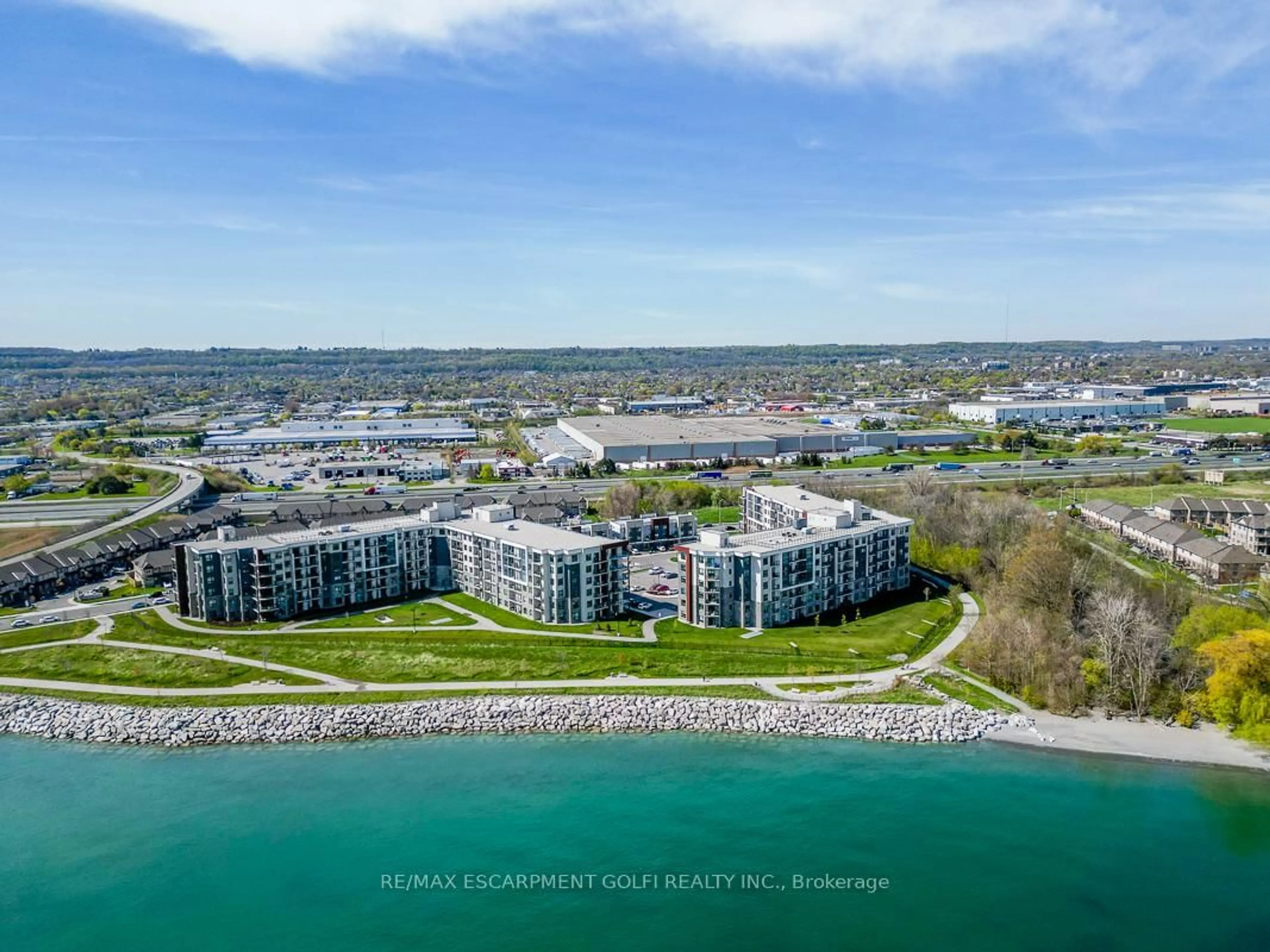 A pic from outside/outdoor area/front of a property/back of a property/a pic from drone, water/lake/river/ocean view for 125 Shoreview Pl #102, Hamilton Ontario L8E 0K3