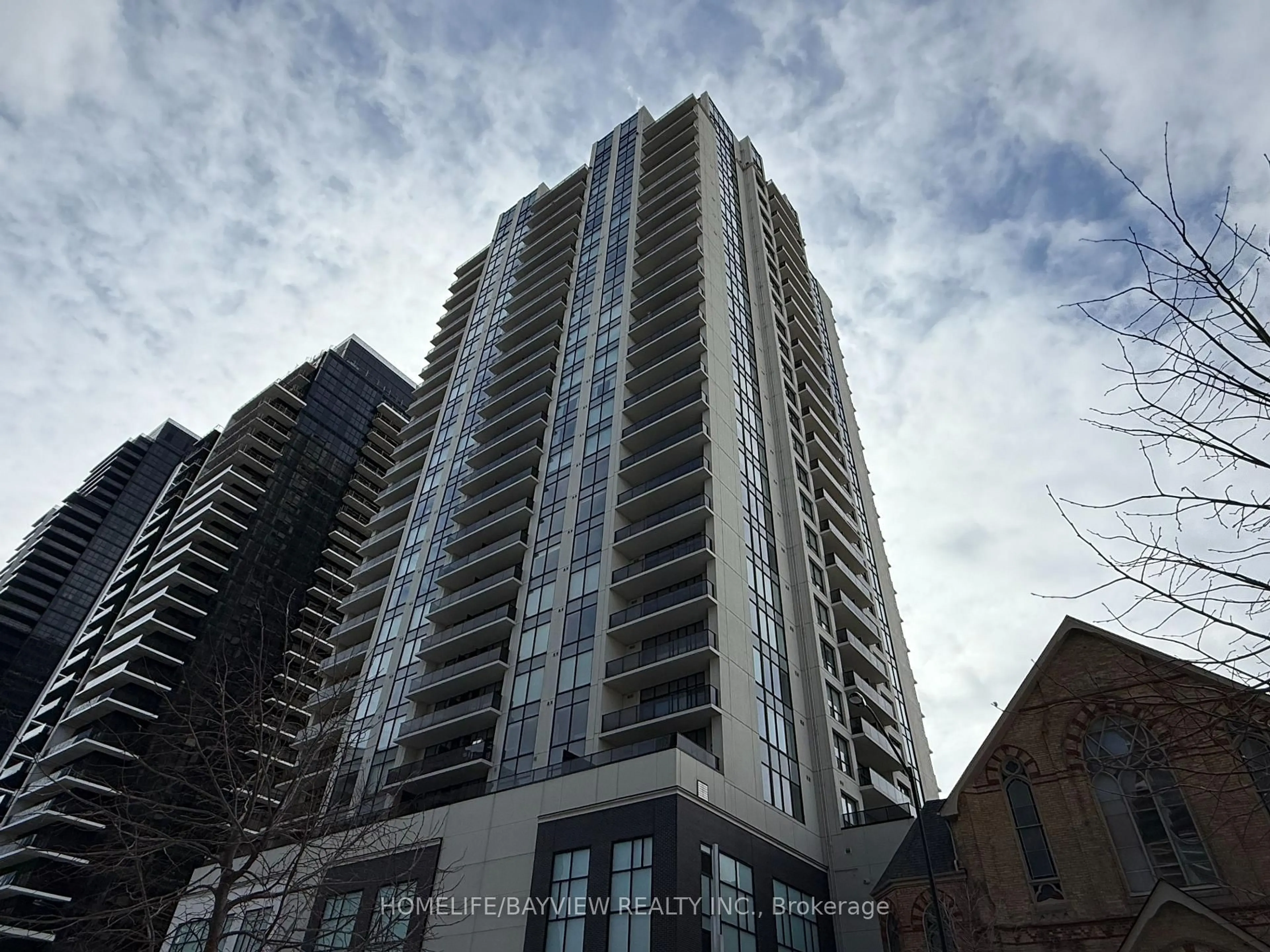 A pic from outside/outdoor area/front of a property/back of a property/a pic from drone, city buildings view from balcony for 505 Talbot St #910, London East Ontario N6A 2S6