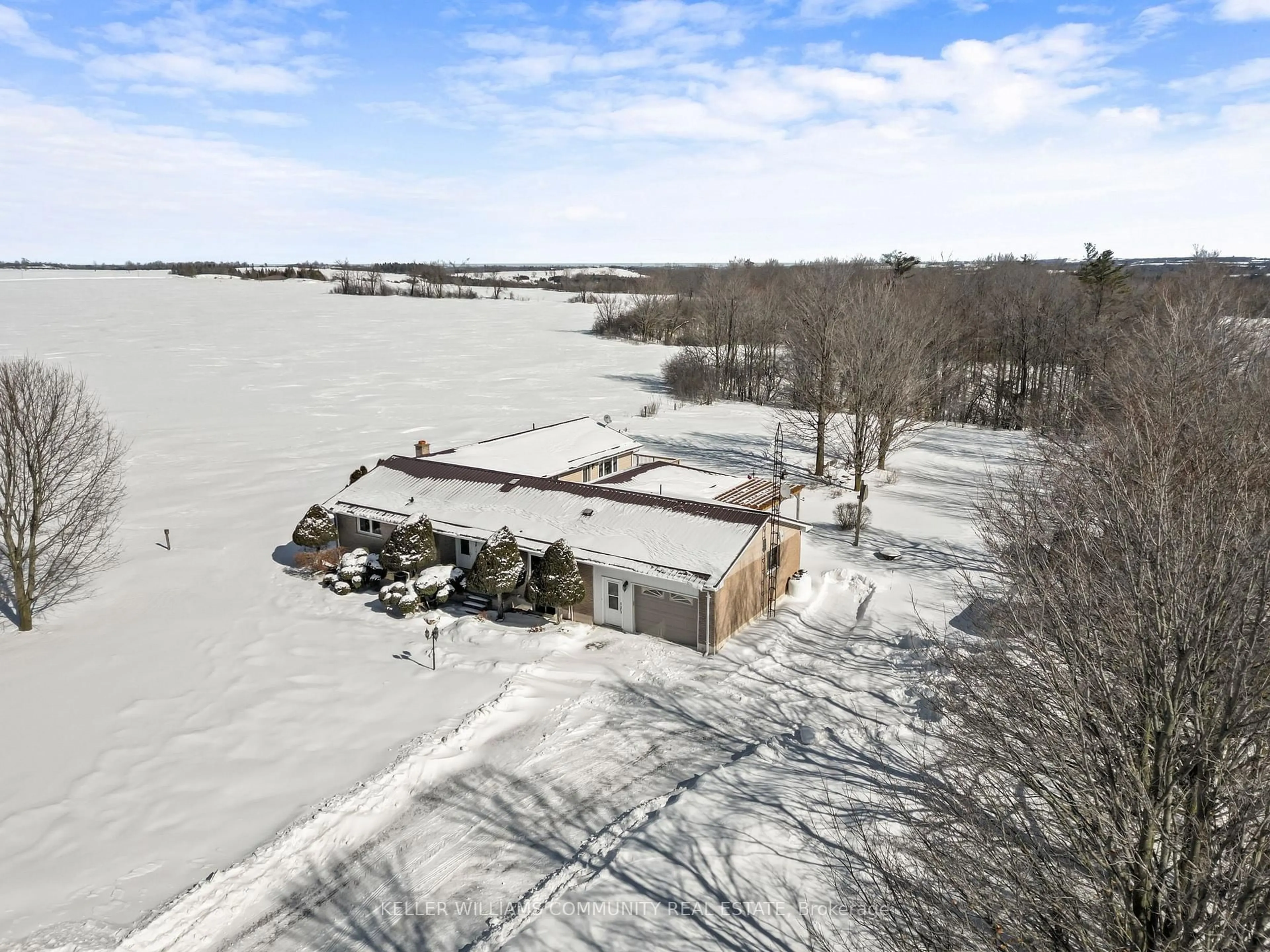 A pic from outside/outdoor area/front of a property/back of a property/a pic from drone, water/lake/river/ocean view for 456 Janetville Rd, Kawartha Lakes Ontario L0B 1K0