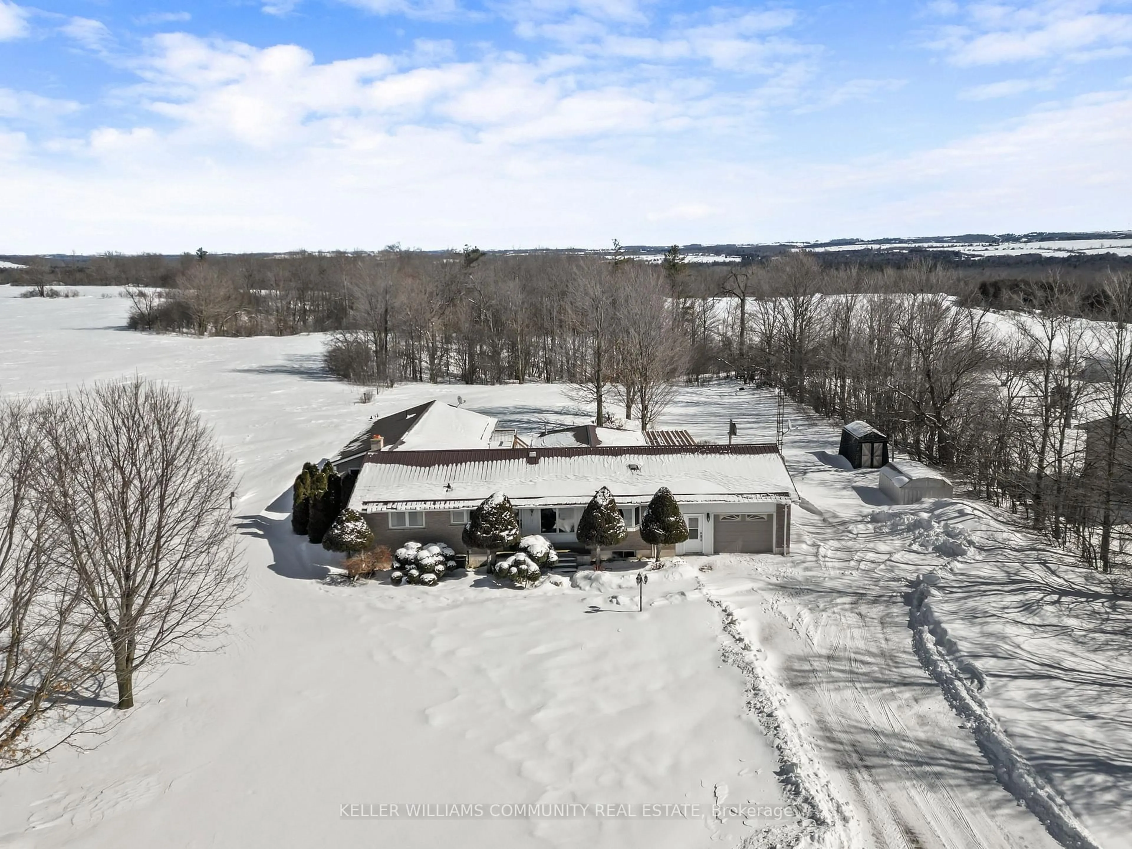 A pic from outside/outdoor area/front of a property/back of a property/a pic from drone, water/lake/river/ocean view for 456 Janetville Rd, Kawartha Lakes Ontario L0B 1K0