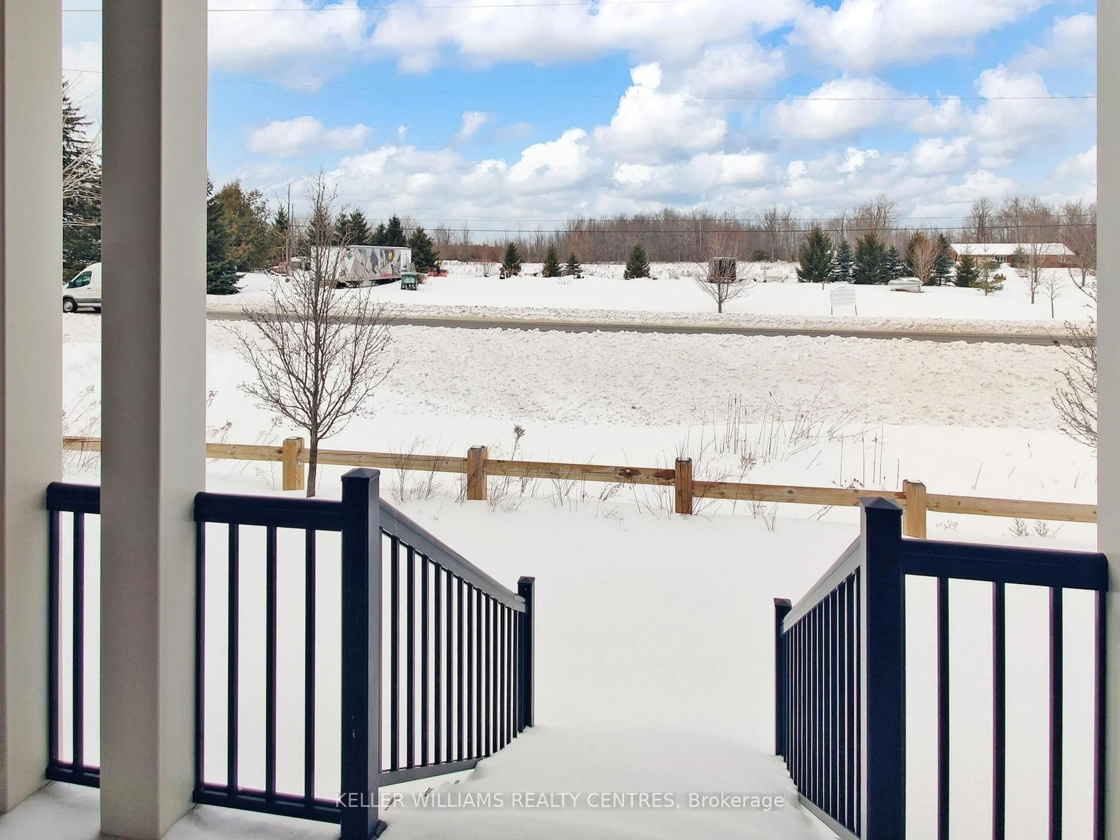Patio, city buildings view from balcony for 108 Clark St, Shelburne Ontario L9V 3W9