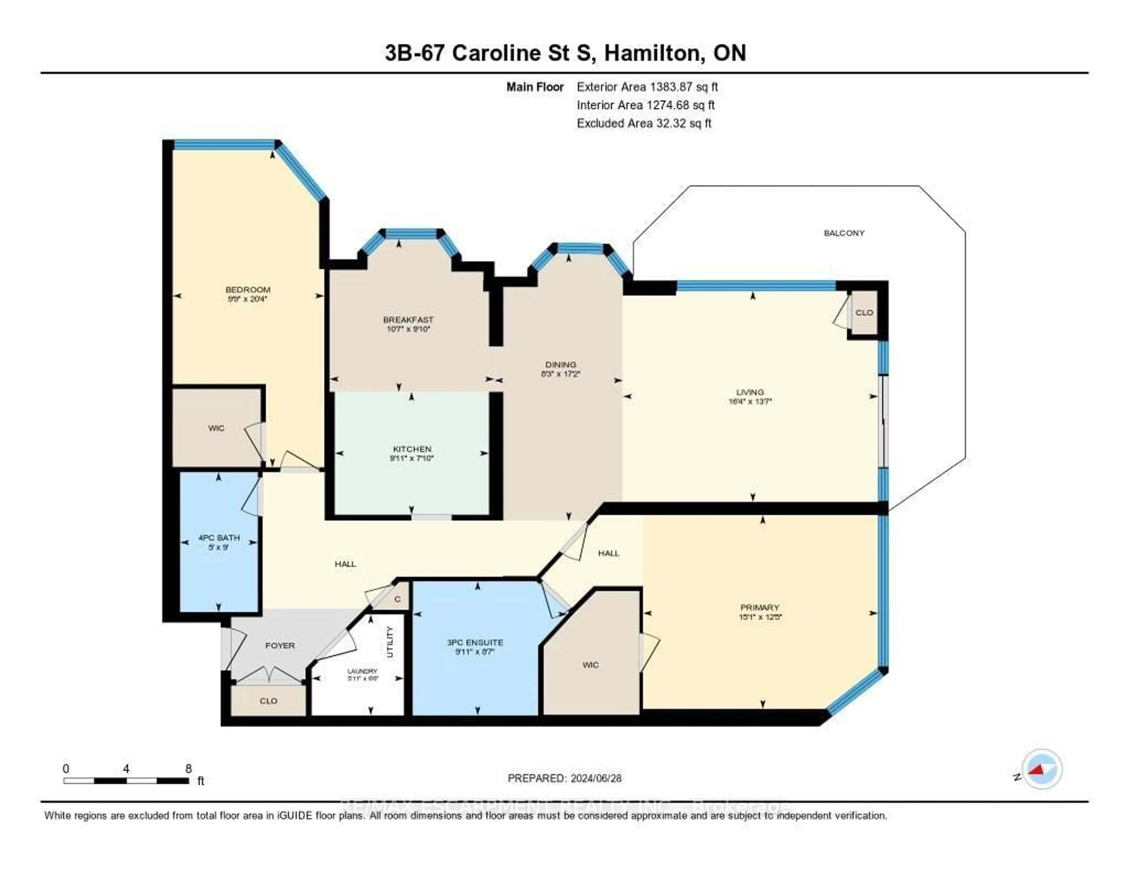 Floor plan for 67 Caroline St #302 (B), Hamilton Ontario L8P 3K6
