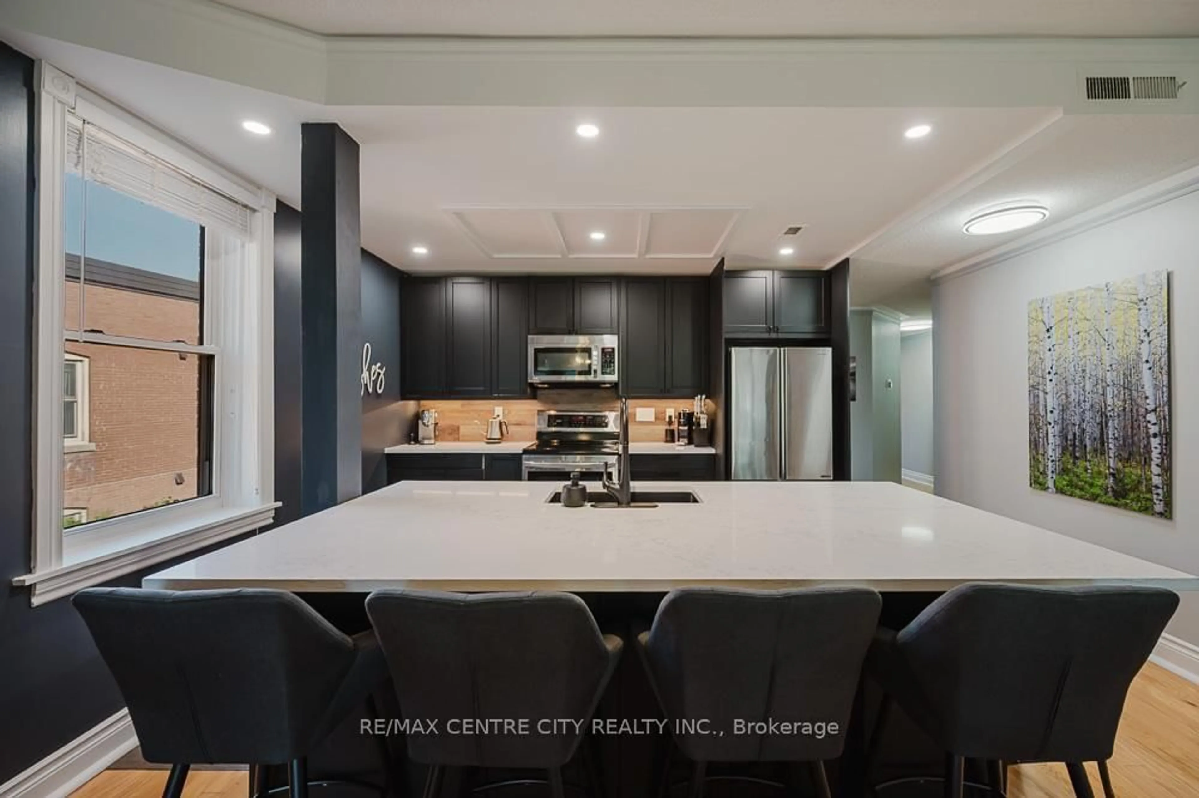 Contemporary kitchen, ceramic/tile floor for 280 Queens Ave #401, London East Ontario N6B 1X3