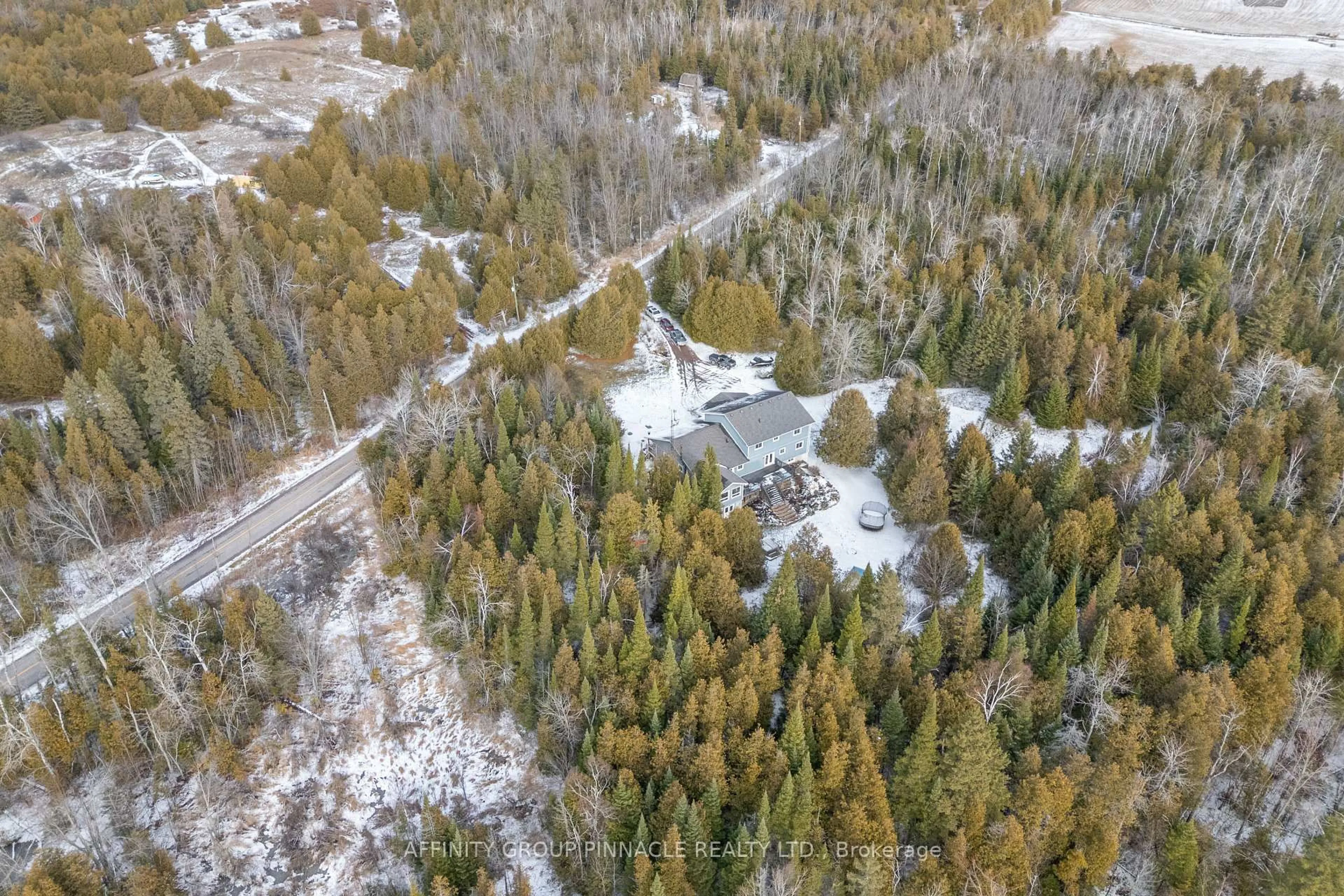 A pic from outside/outdoor area/front of a property/back of a property/a pic from drone, forest/trees view for 196 Bury's Green Rd, Kawartha Lakes Ontario K0M 1N0