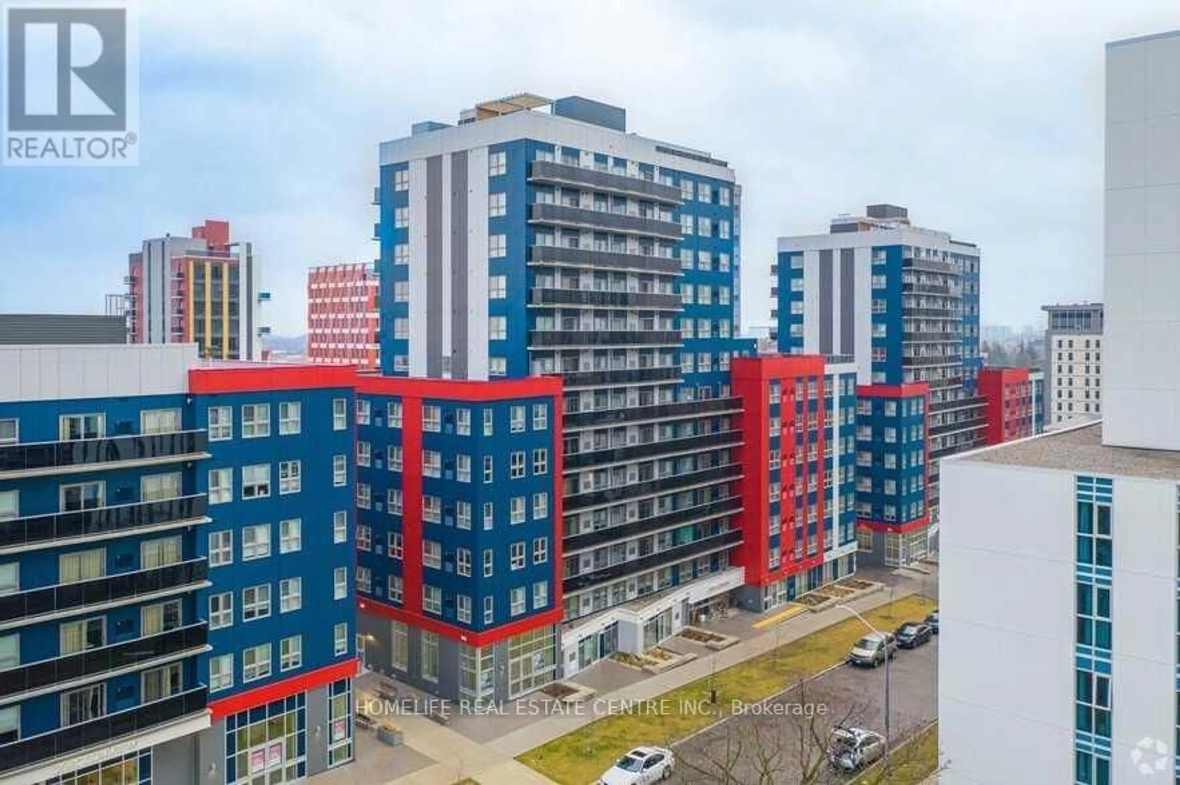 A pic from outside/outdoor area/front of a property/back of a property/a pic from drone, city buildings view from balcony for 2151 Sunview St #258B, Waterloo Ontario N2L 0H7