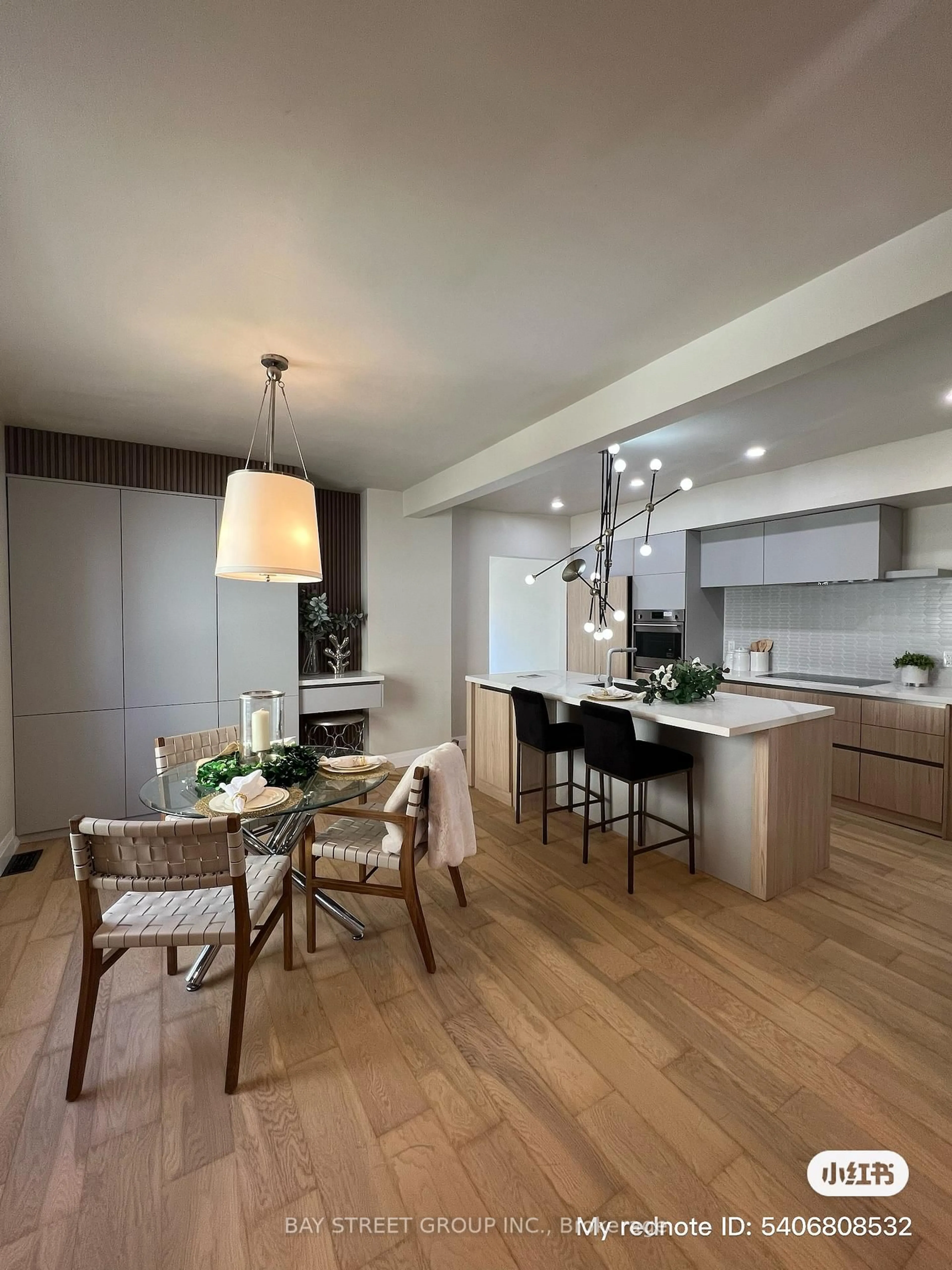 Open concept kitchen, wood/laminate floor for 396 Emerald St, Hamilton Ontario L8L 5L9