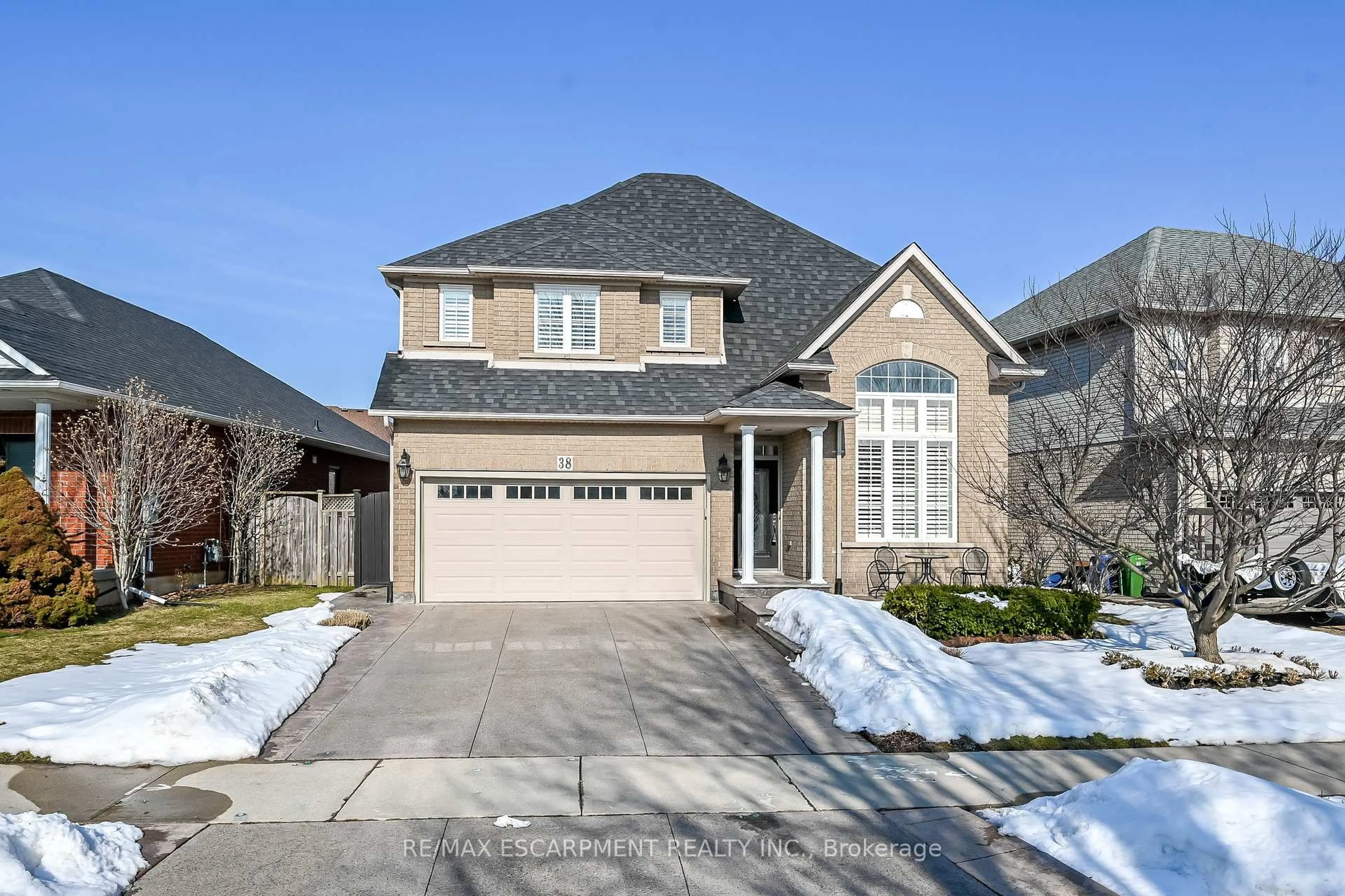 Home with brick exterior material, street for 38 Sunbeam Dr, Hamilton Ontario L9B 2X9