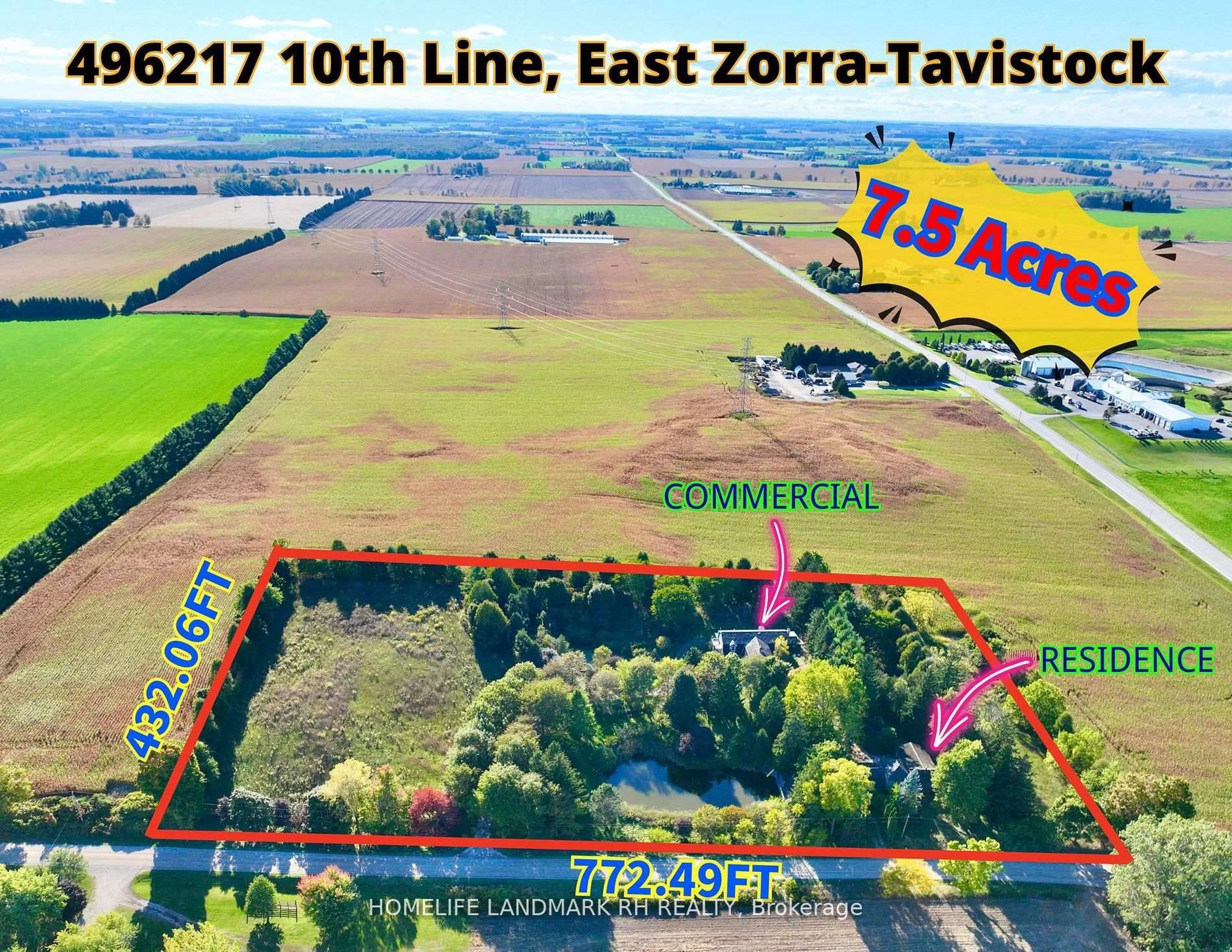 A pic from outside/outdoor area/front of a property/back of a property/a pic from drone, water/lake/river/ocean view for 496217 10th Line, East Zorra-Tavistock Ontario N0B 2R0