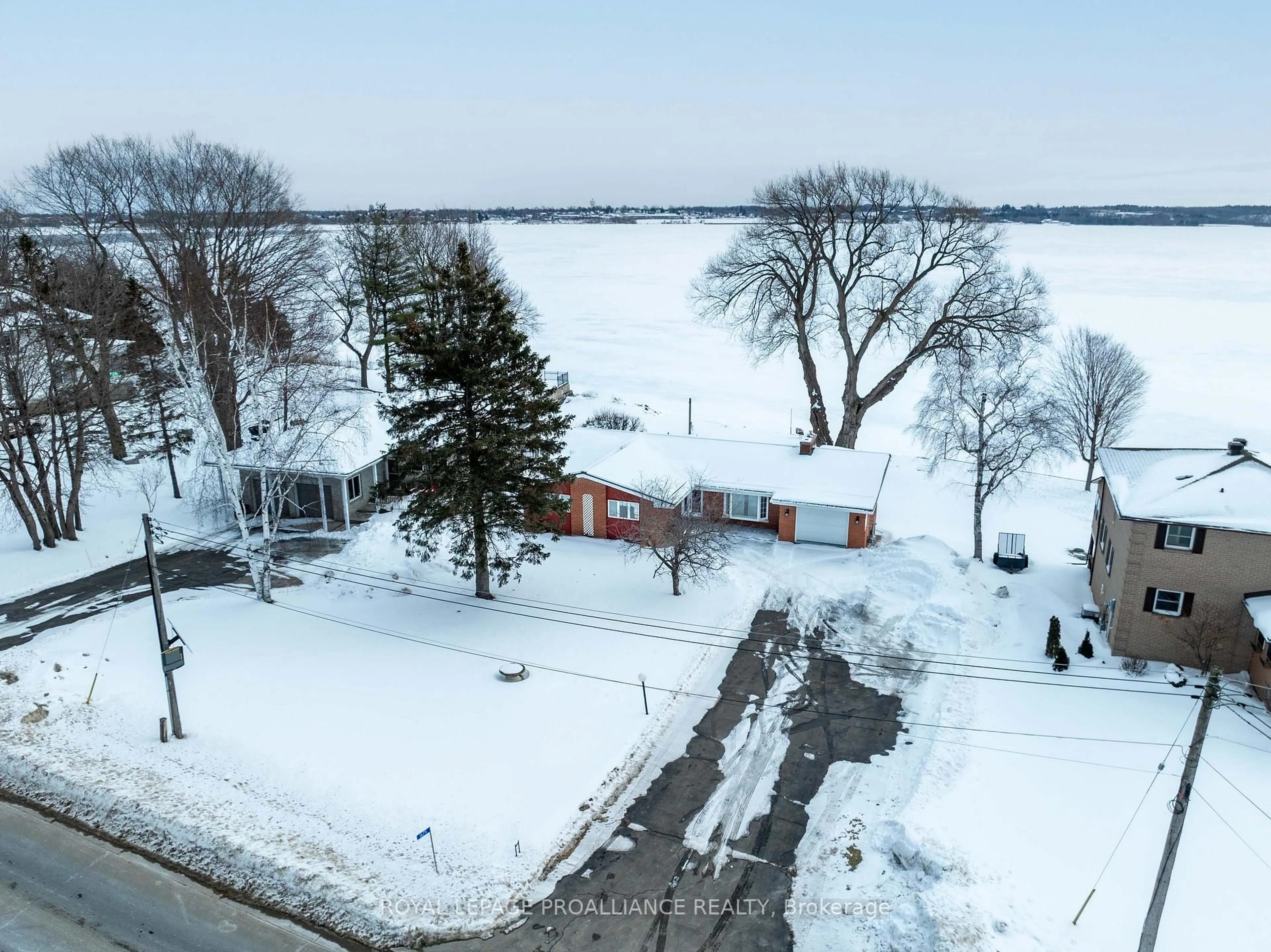 A pic from outside/outdoor area/front of a property/back of a property/a pic from drone, water/lake/river/ocean view for 1675 County Rd 2 Rd, Prescott Ontario K0E 1T0
