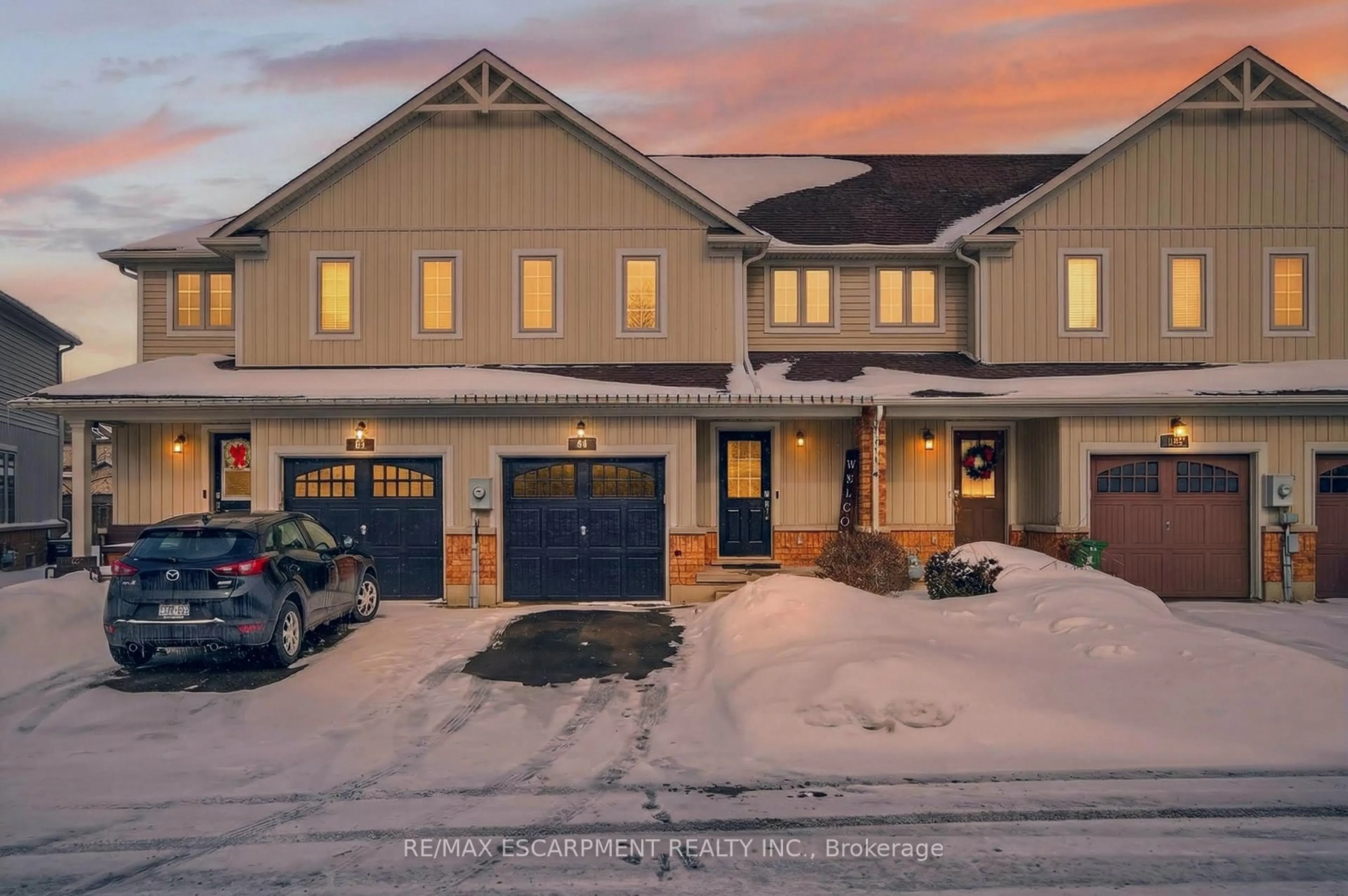 A pic from outside/outdoor area/front of a property/back of a property/a pic from drone, street for 222 Fall Fair Way #64, Hamilton Ontario L0R 1C0