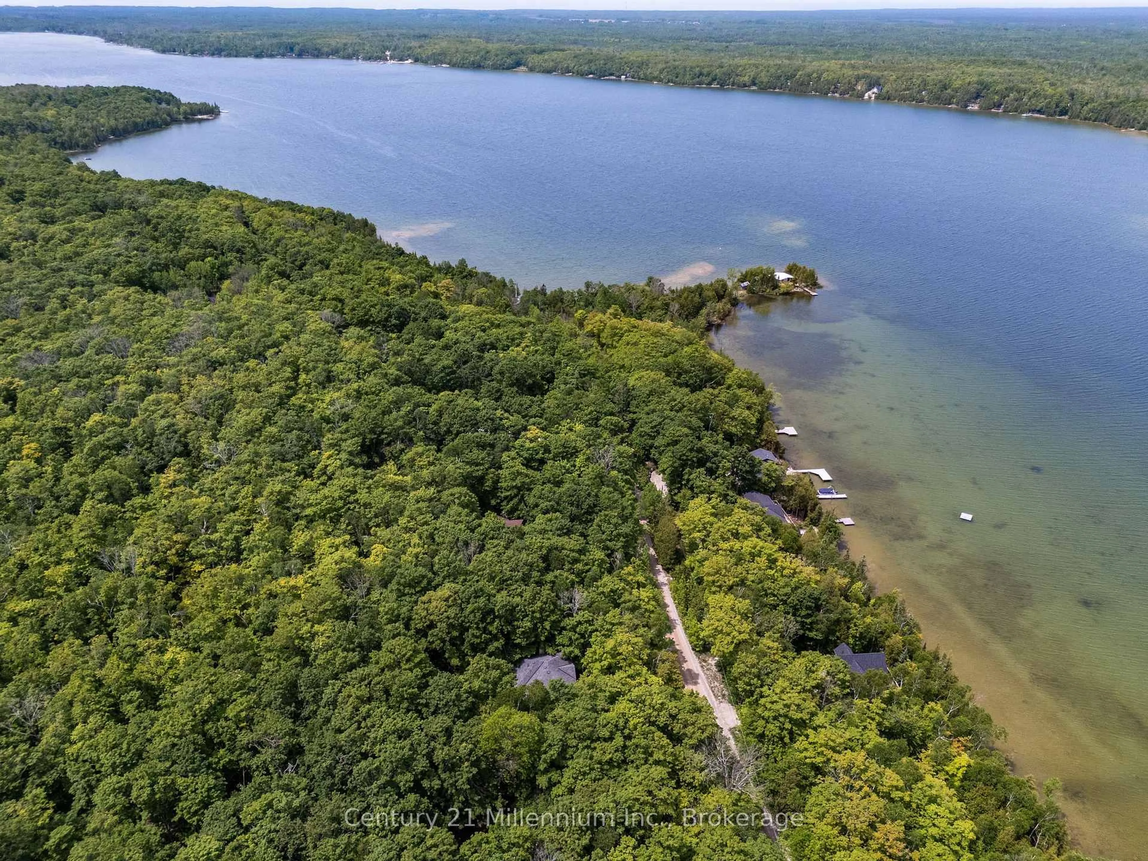 A pic from outside/outdoor area/front of a property/back of a property/a pic from drone, water/lake/river/ocean view for 149 Tammy's Cove Rd, Northern Bruce Peninsula Ontario N0H 1W0