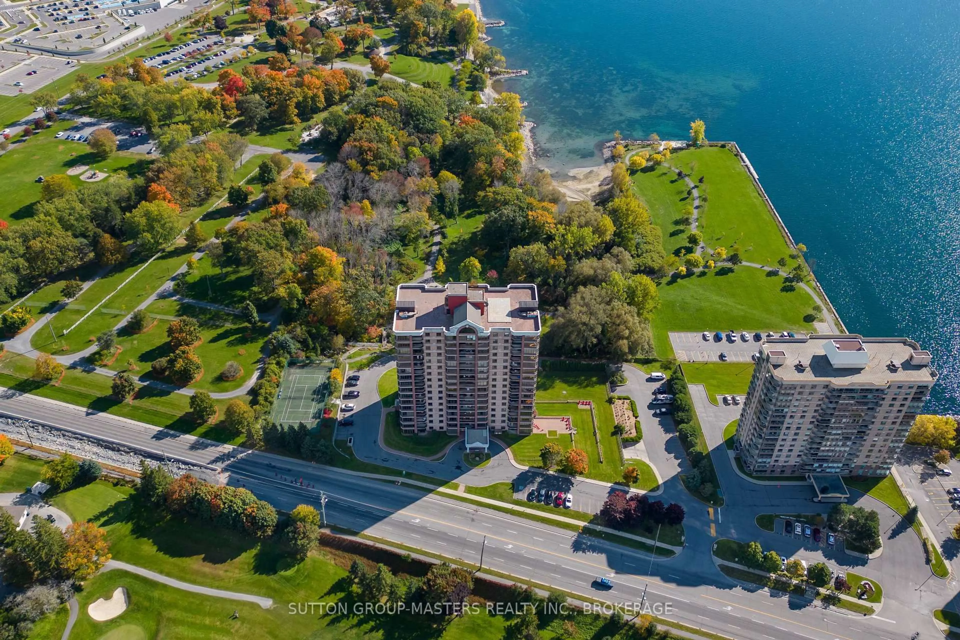 A pic from outside/outdoor area/front of a property/back of a property/a pic from drone, water/lake/river/ocean view for 1000 King St #406, Kingston Ontario K7M 8H3