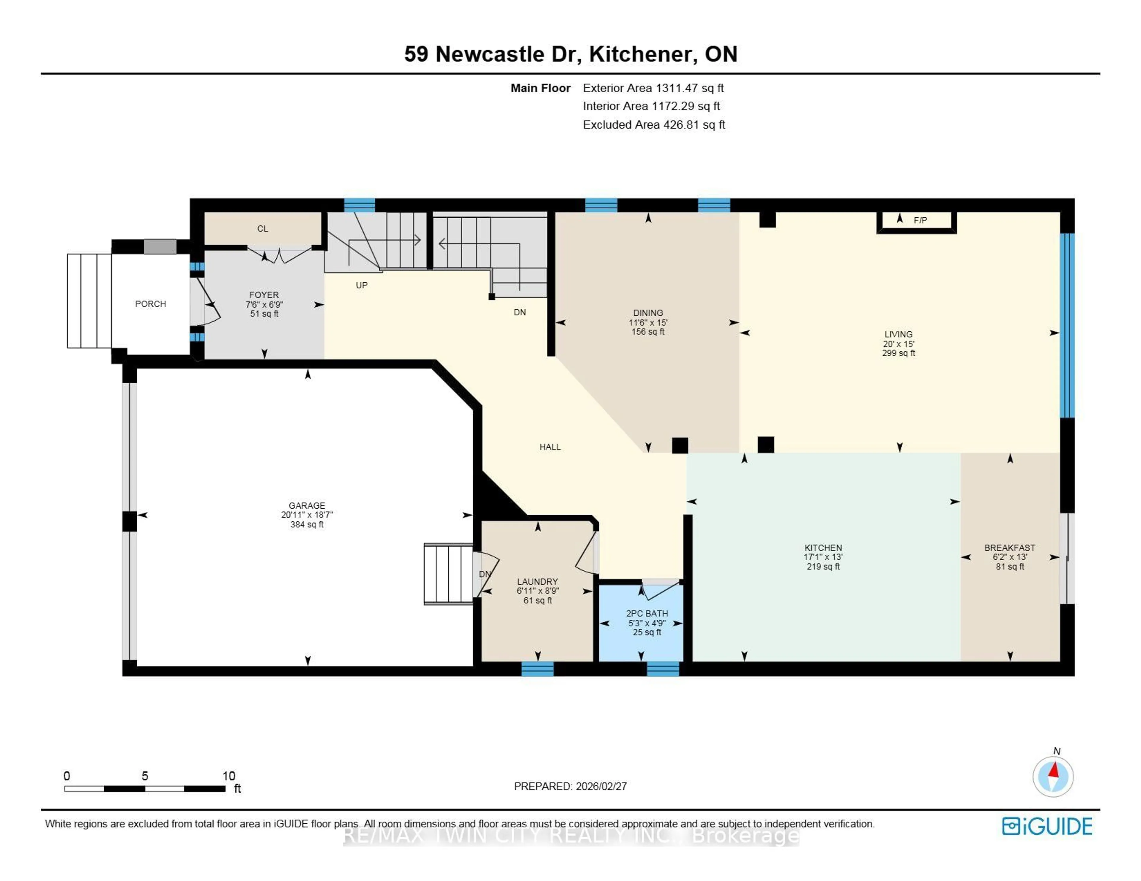 Floor plan for 59 Newcastle Dr, Kitchener Ontario N2R 1X2