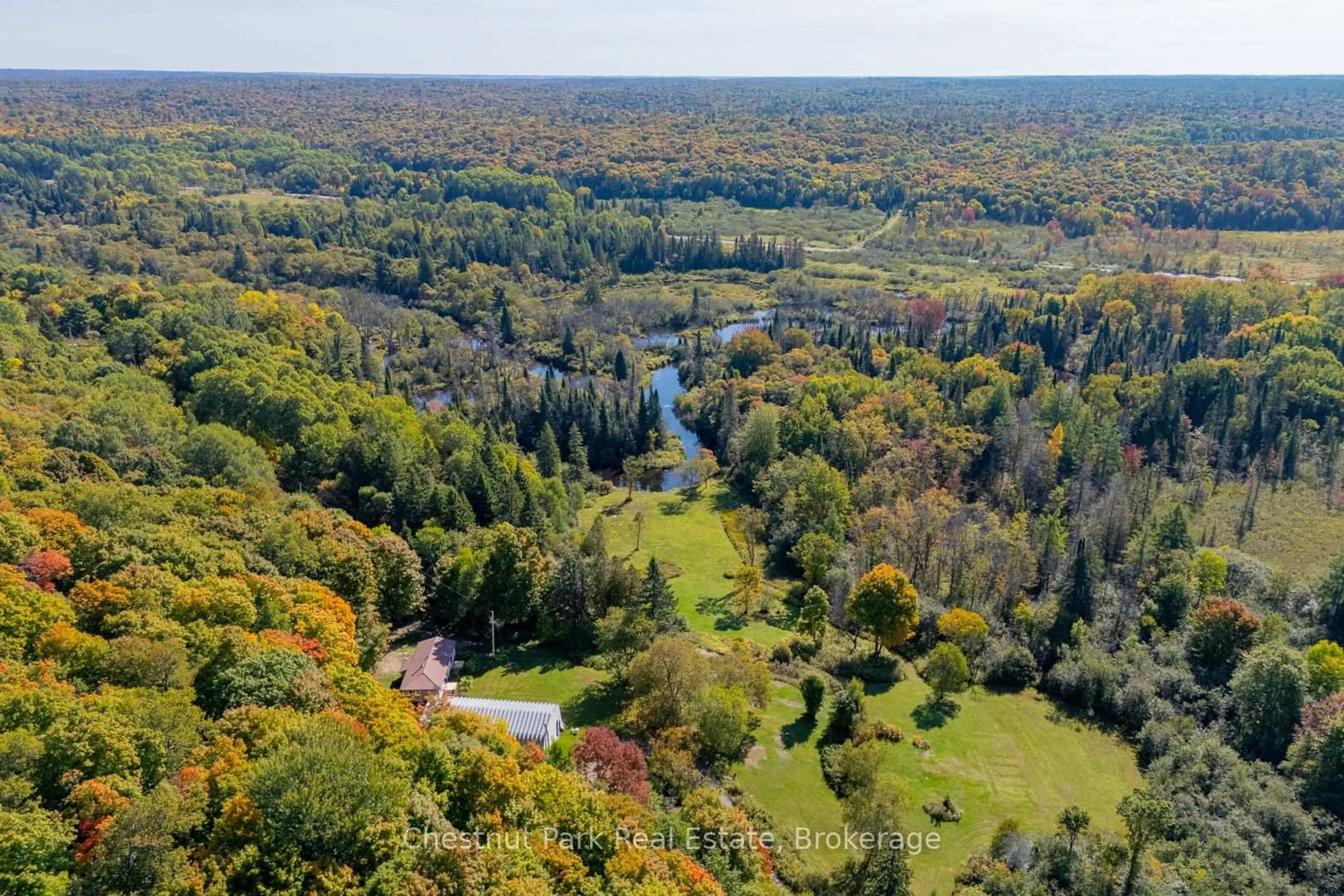 A pic from outside/outdoor area/front of a property/back of a property/a pic from drone, forest/trees view for 1190 Hekkla Rd, Muskoka Lakes Ontario P0C 1J0