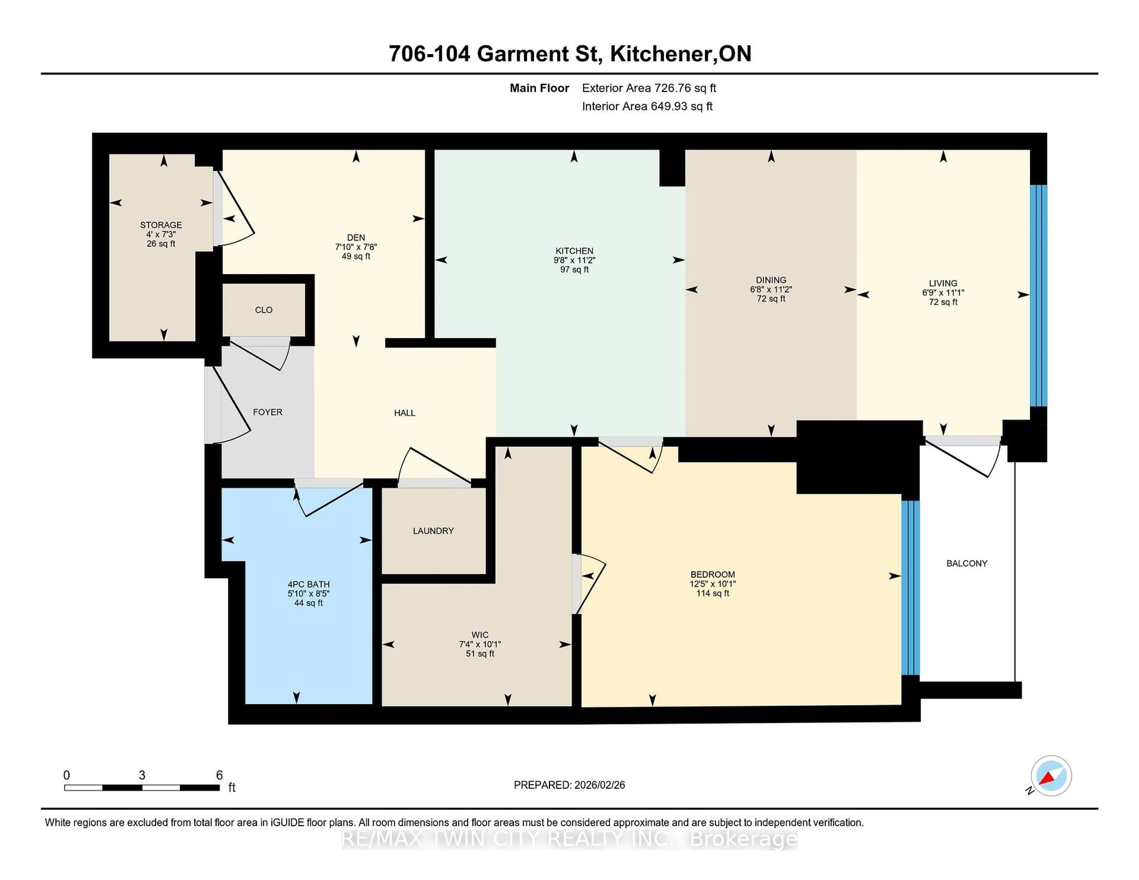 Floor plan for 104 Garment St #706, Kitchener Ontario N2G 0C8