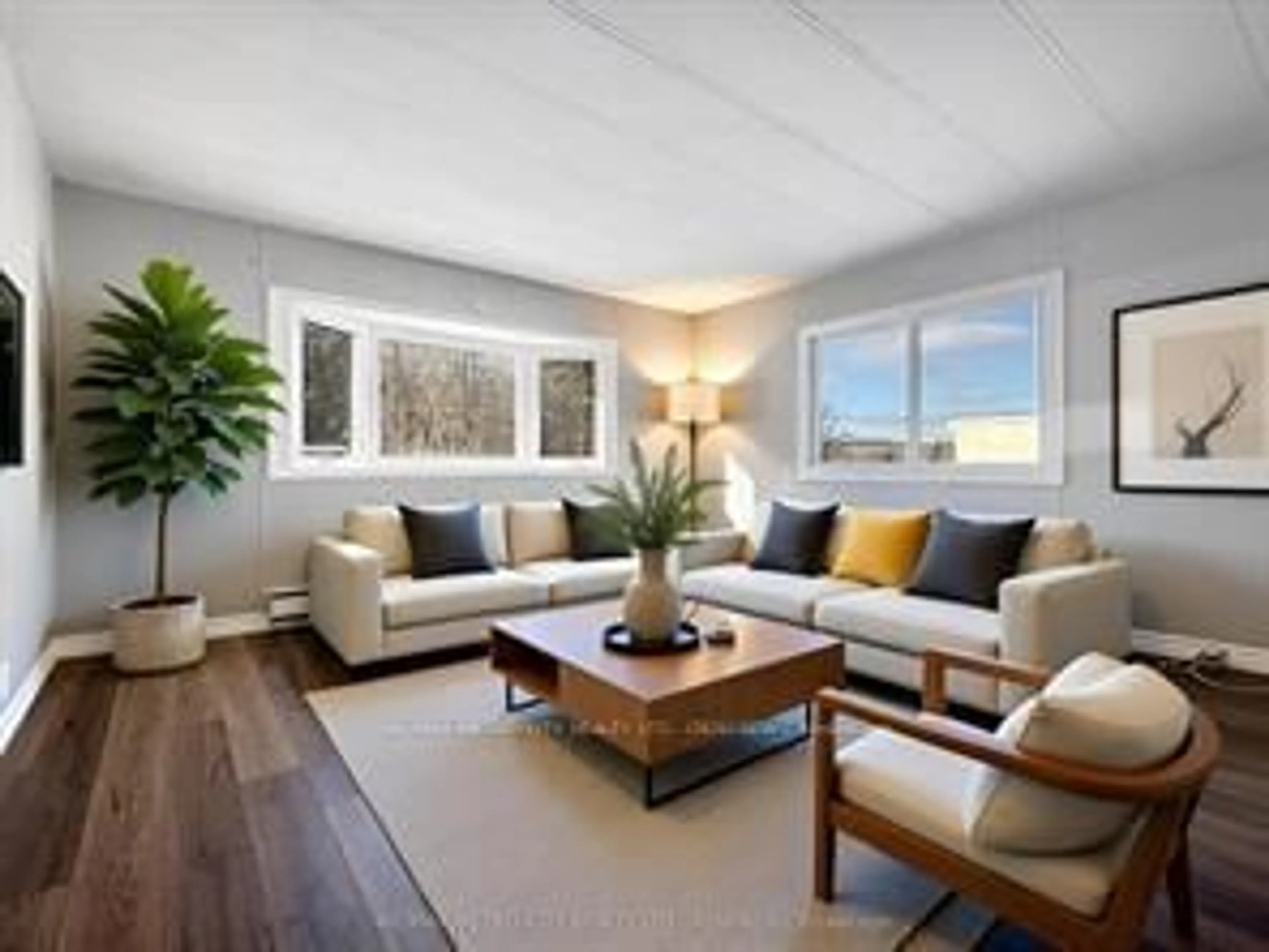 Living room with furniture, wood/laminate floor for 33 Julie Lane, Renfrew Ontario K7V 3Z4