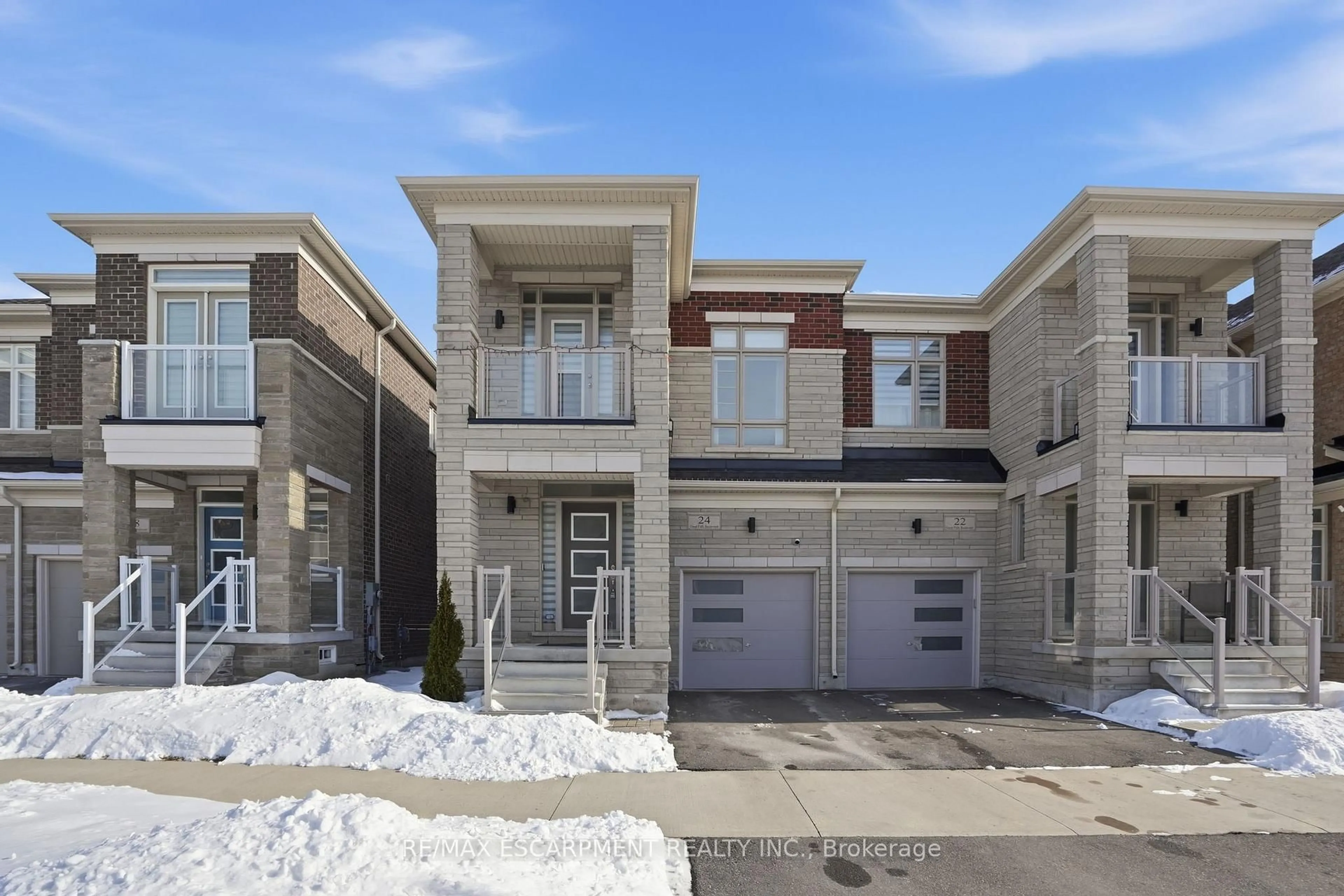 Home with brick exterior material, street for 24 Great Falls Blvd, Hamilton Ontario L8B 1X8